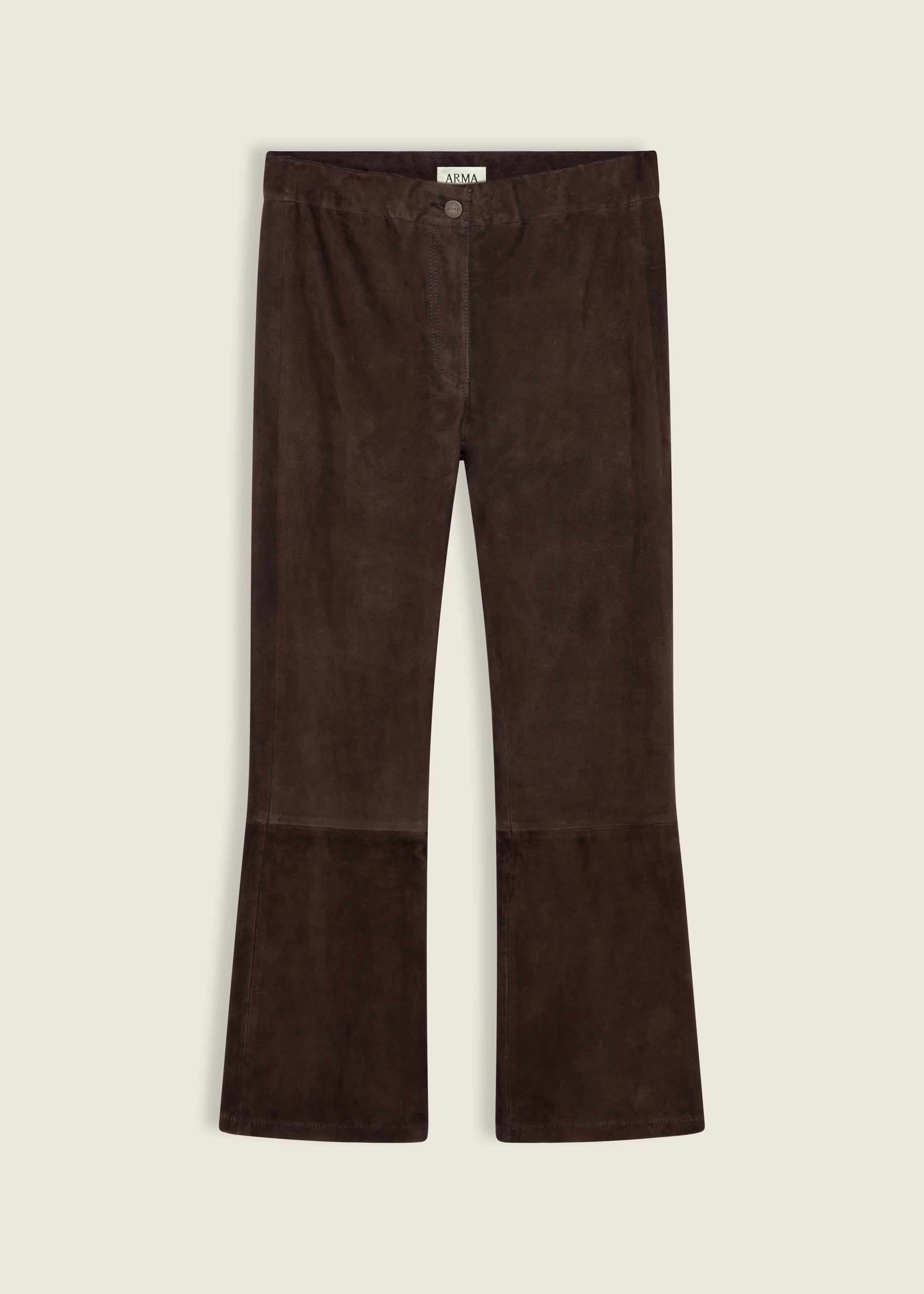 LIVELY | Suede Cropped Flare Trousers | MUD BROWN