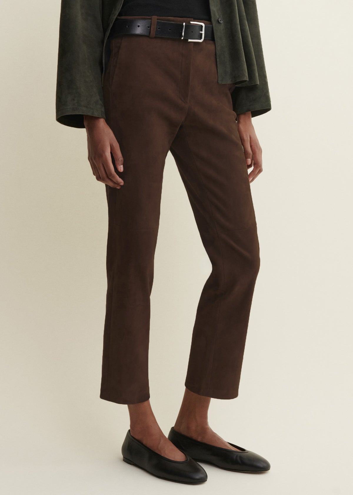 Jen | Wildlederhose mit Slim Fit | Mud Brown