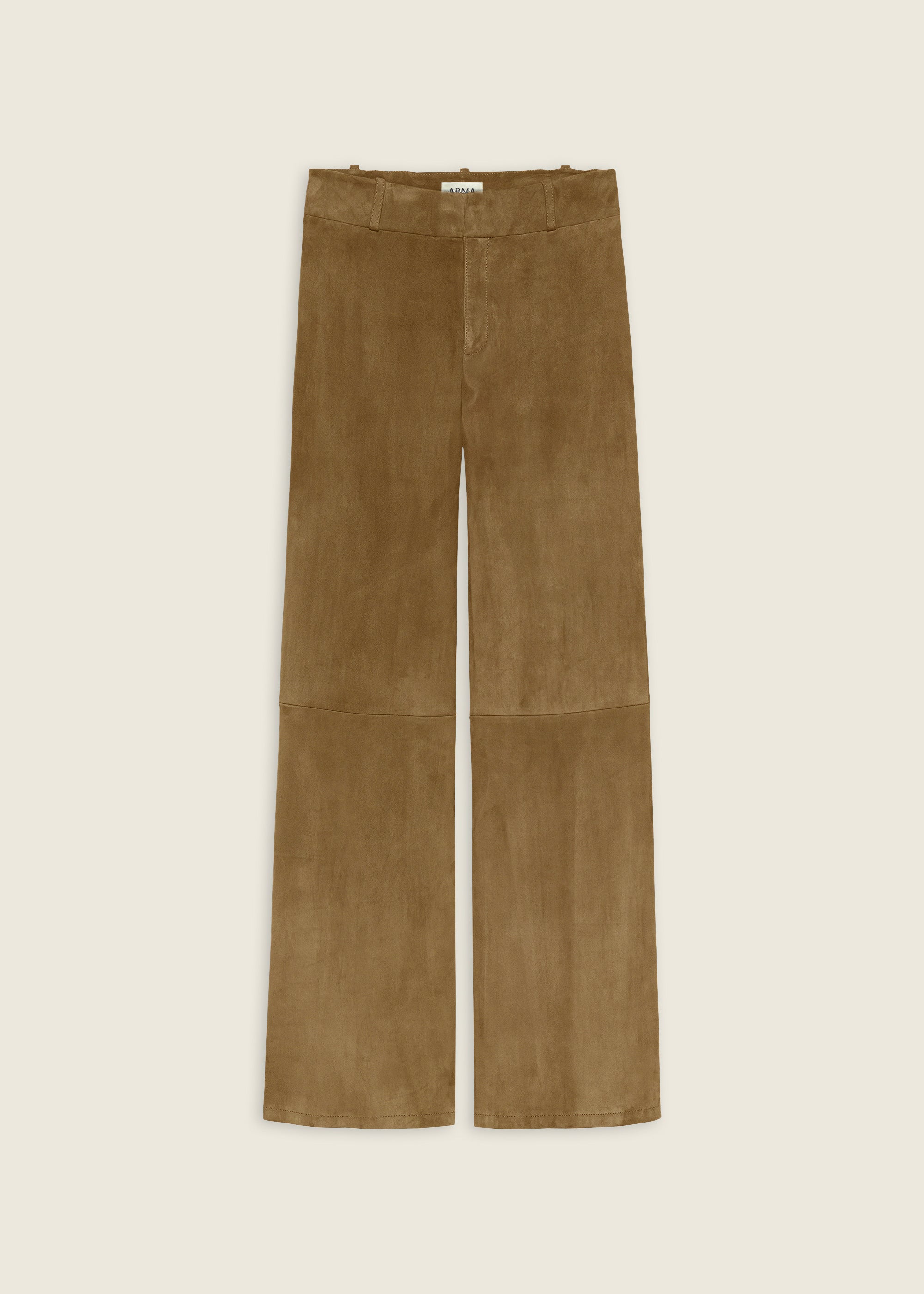 MARINA | Suede Straight Leg Trousers | Dark Olive