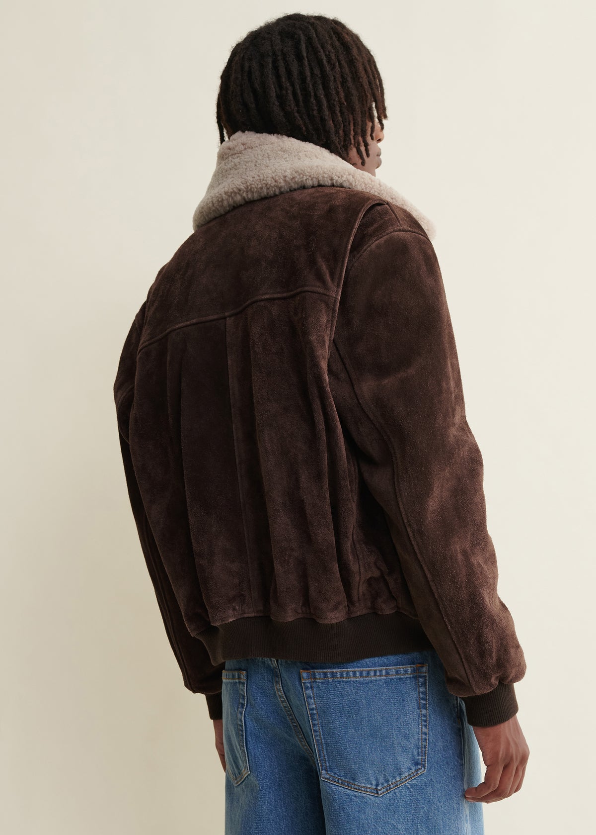 BARI | Suede Bomber Jacket | Charcoal Brown
