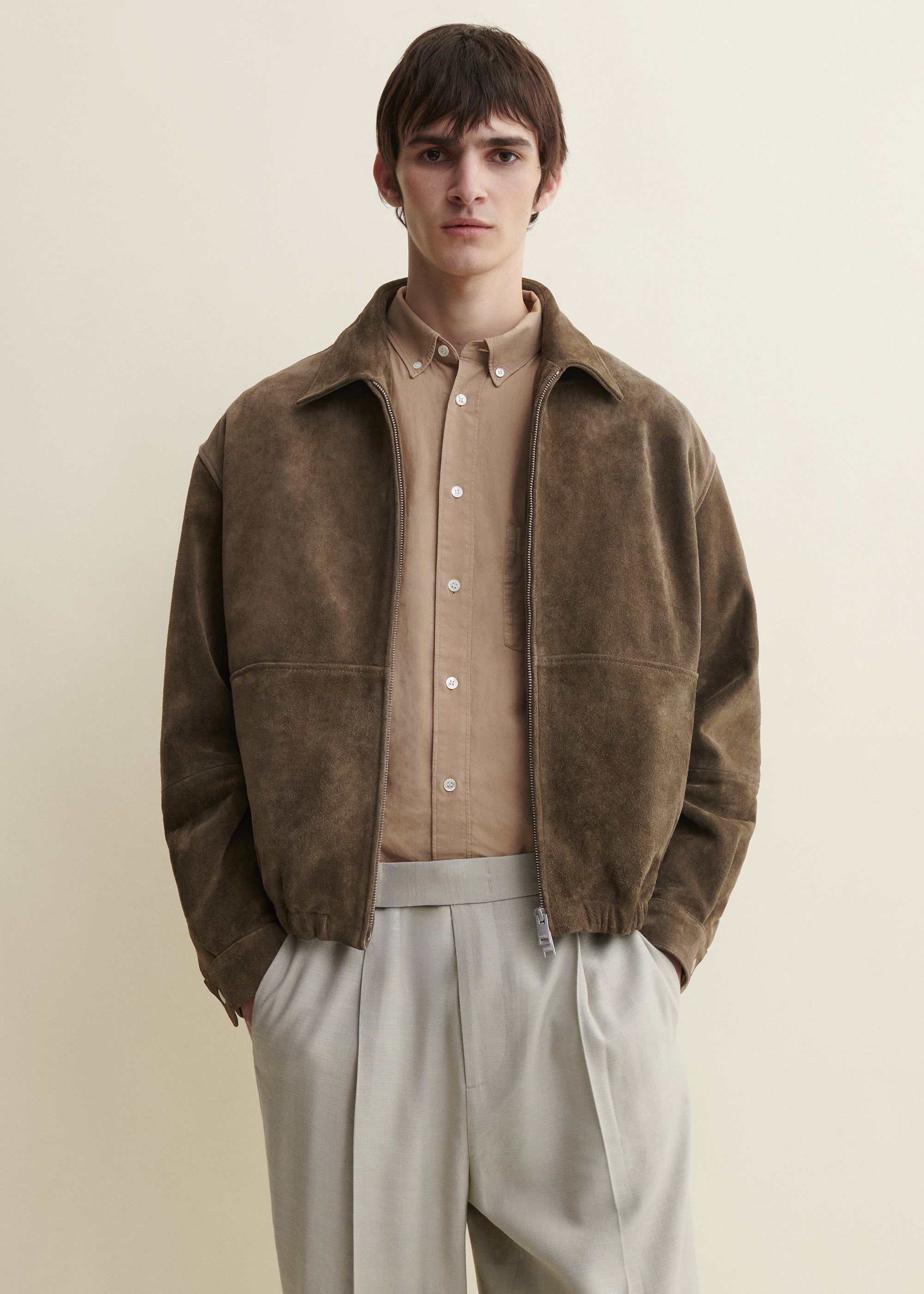 MADDOX | Gritty Suede Jacket | Olive
