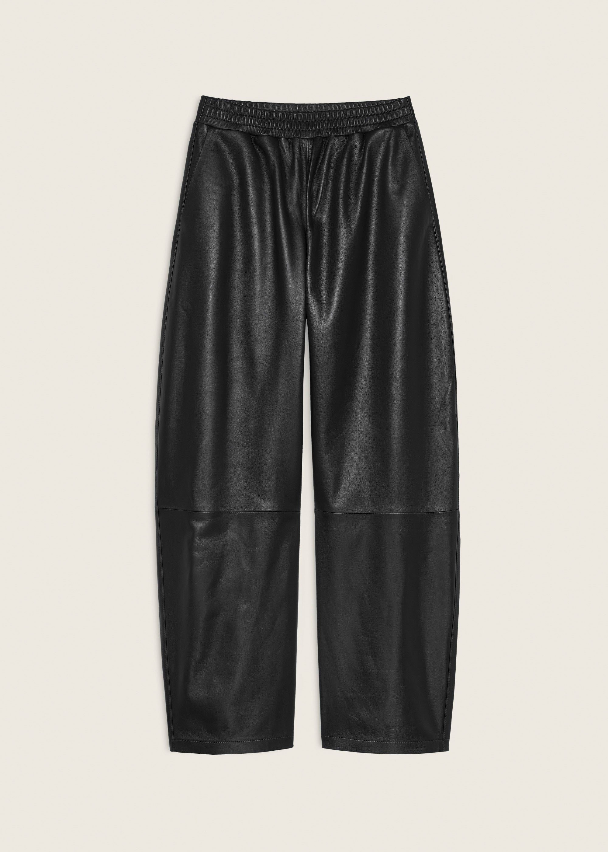 NOA | Leather Barrel Trousers | Black