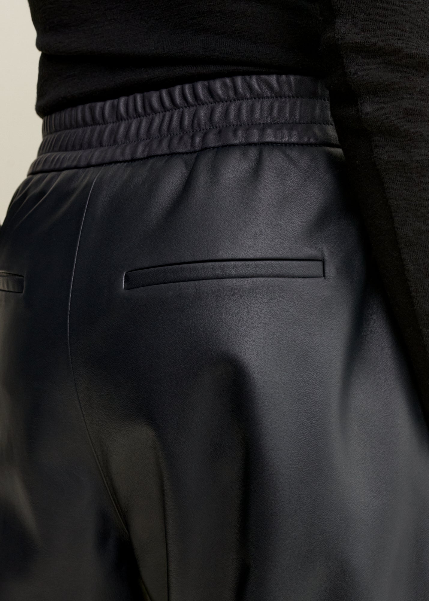 NOA | Leather Barrel Trousers | NIGHT