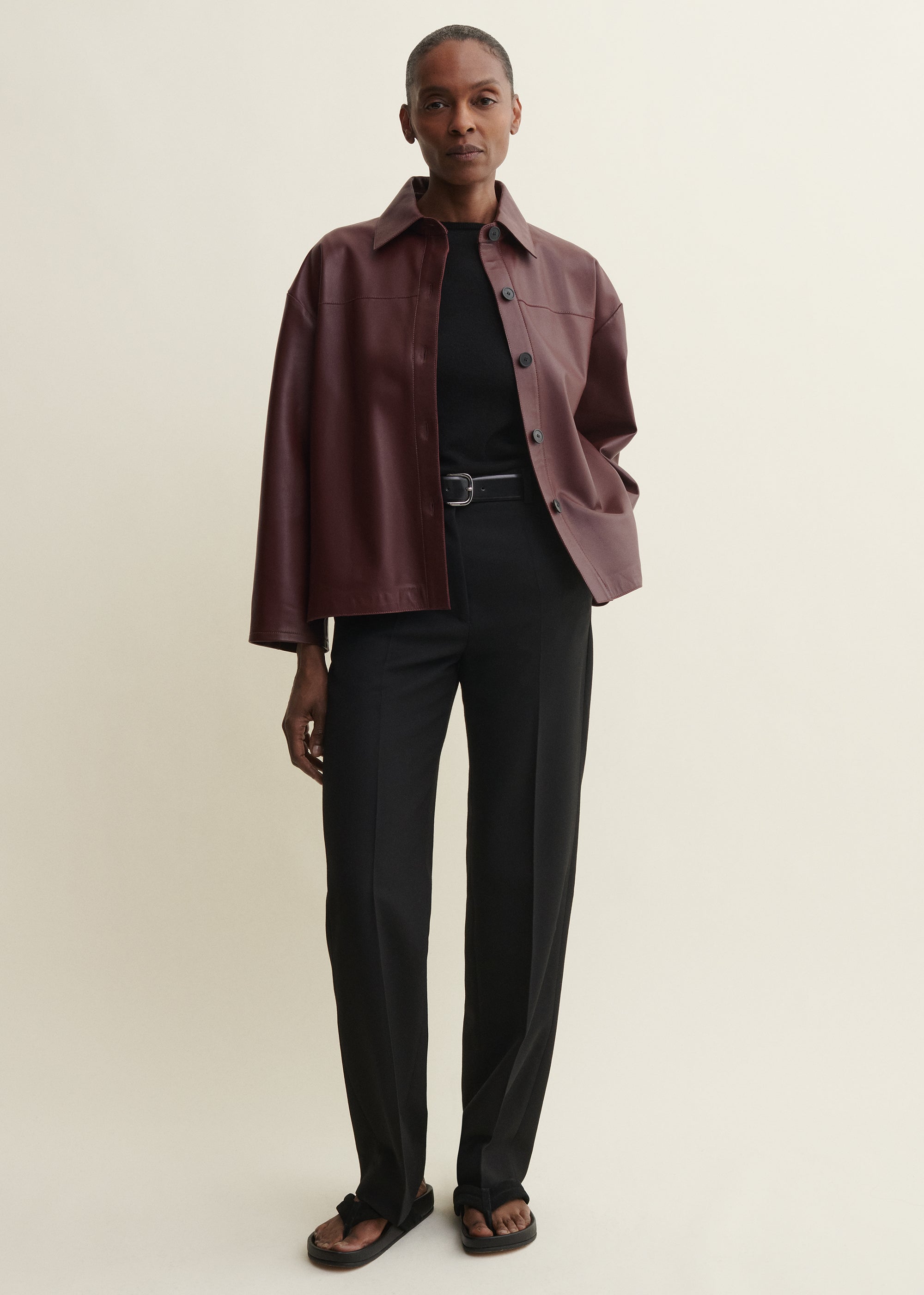 FENNA | Leder Shirt | MAHOGANY
