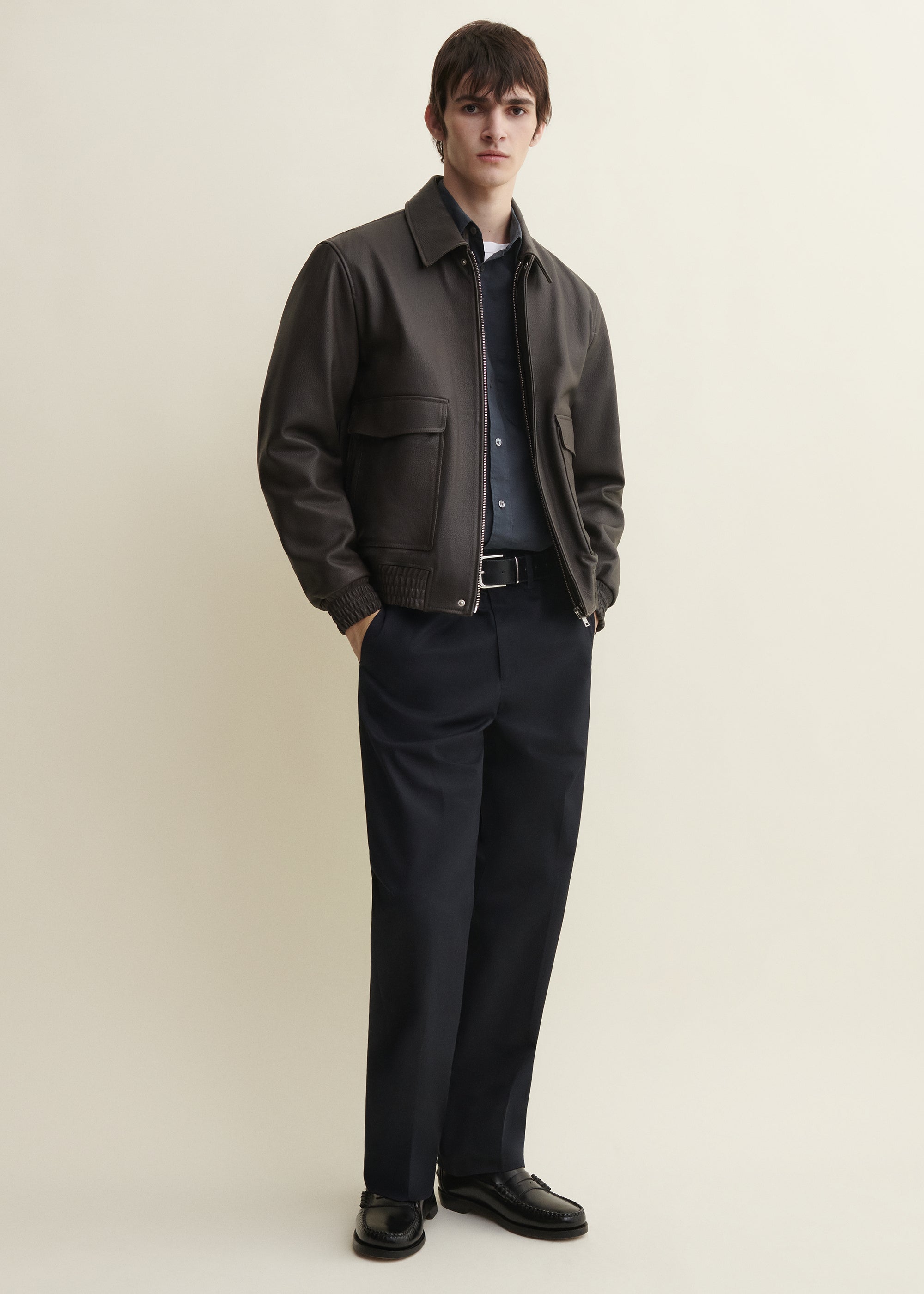 BARI | Vintage Leather Bomber | Mud Brown