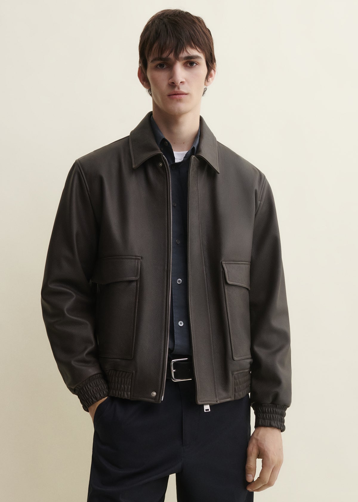 BARI | Vintage Leather Bomber | Mud Brown