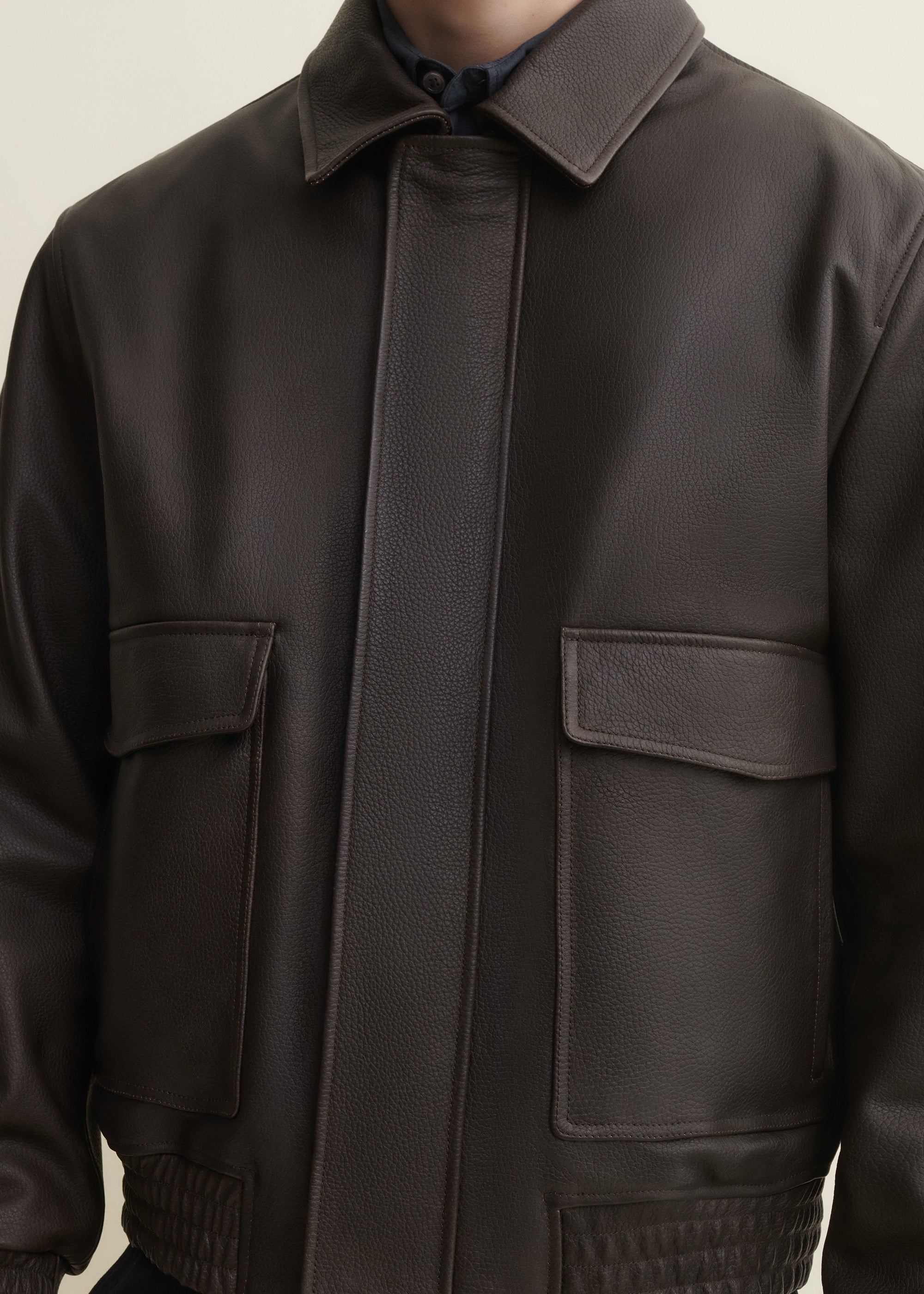 BARI | Vintage Leather Bomber | Mud Brown