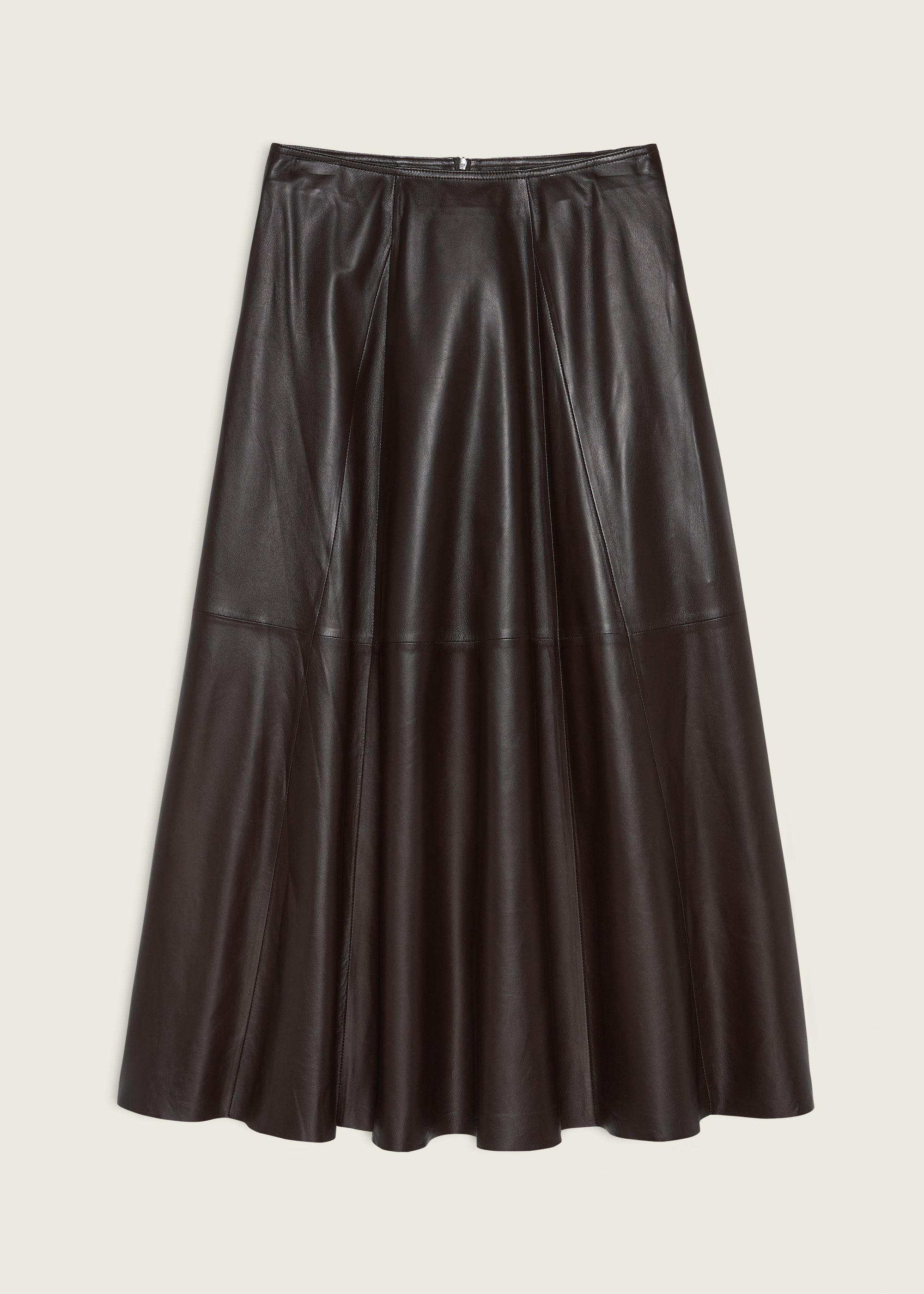 ELENI | Leather Pleated Skirt | COFFEE BEAN