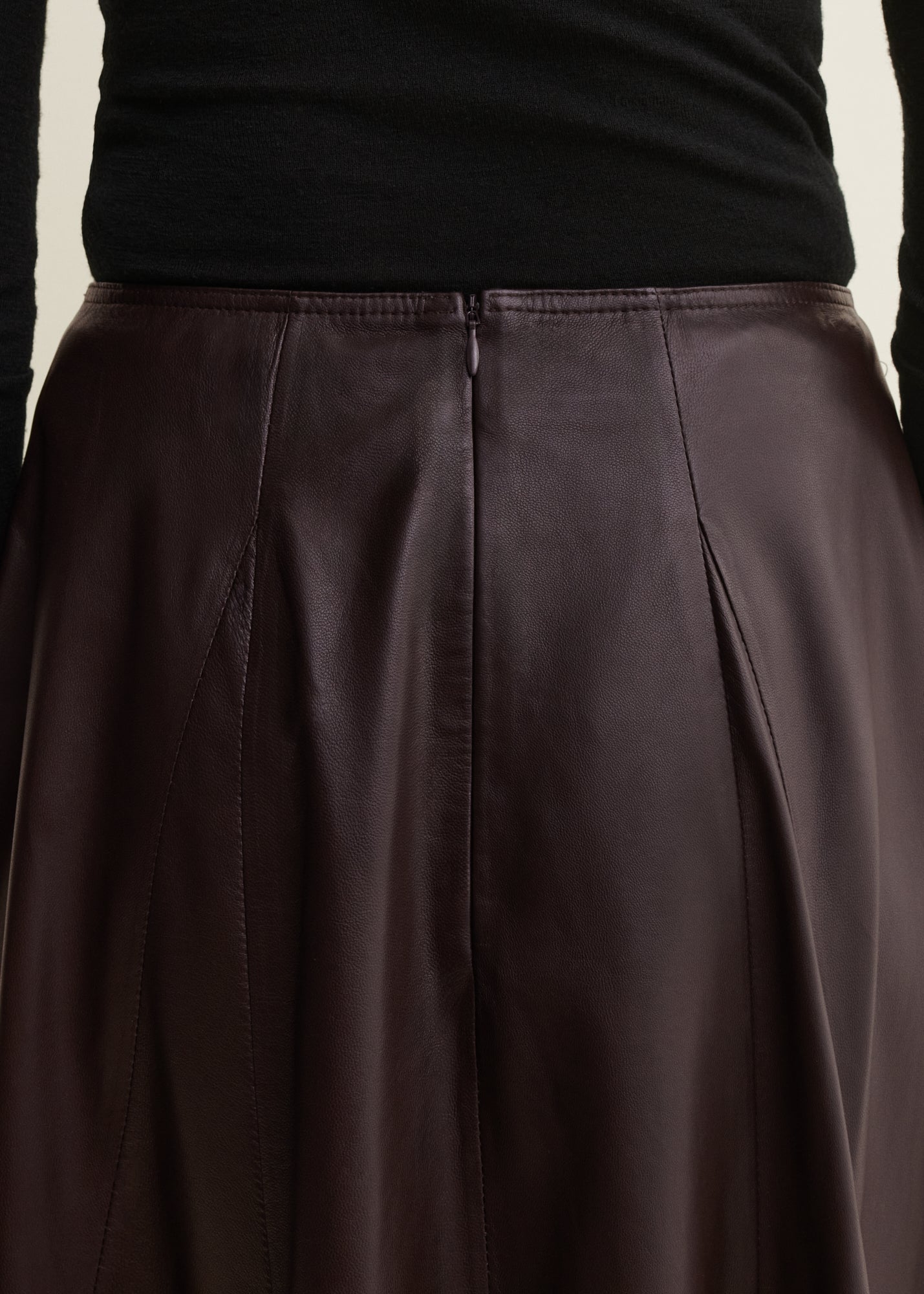 ELENI | Leather Pleated Skirt | COFFEE BEAN