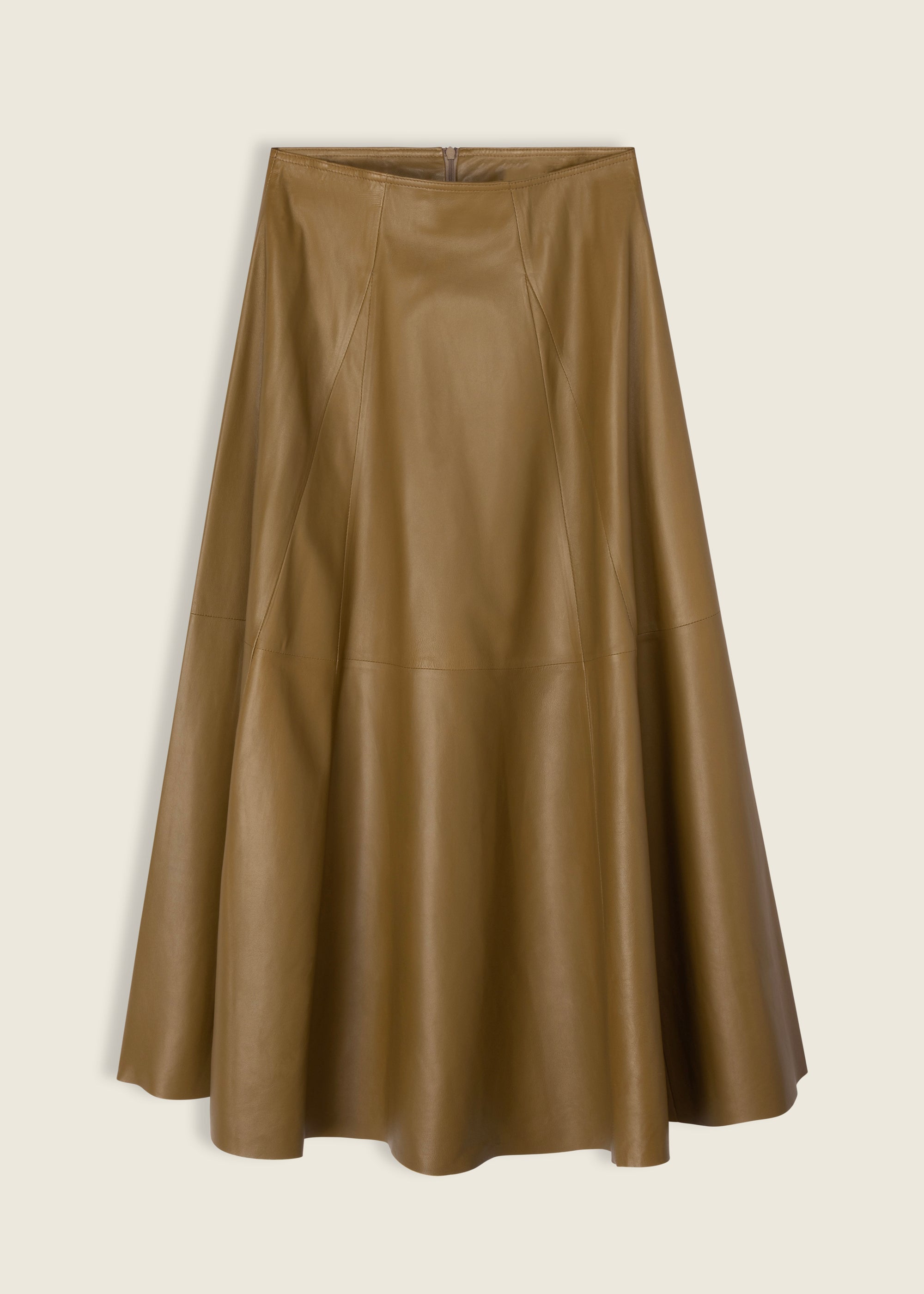 ELENI | Lederrock in A-Linie | DARK OLIVE