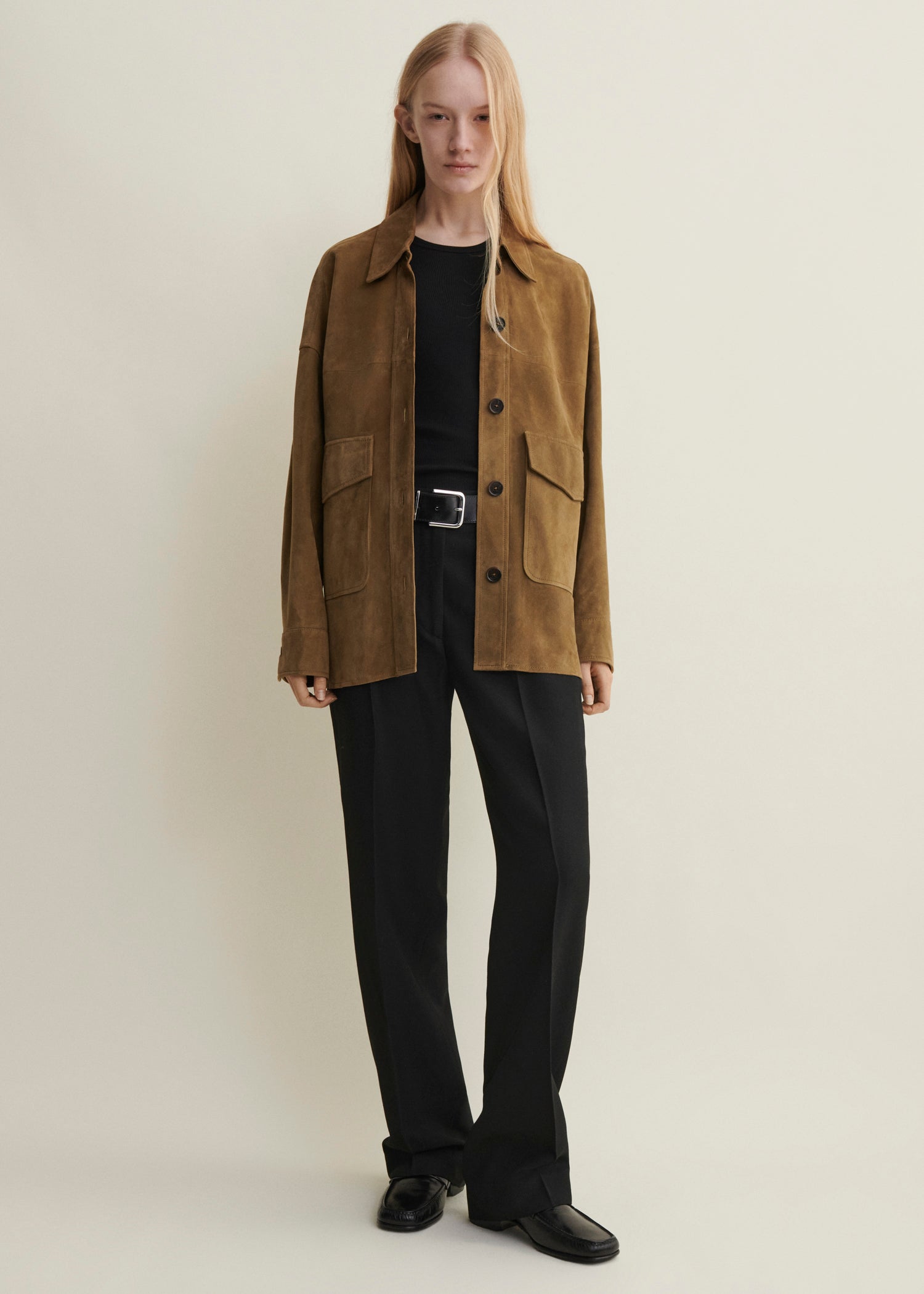 KAYLEE | Suede Overshirt | Olive