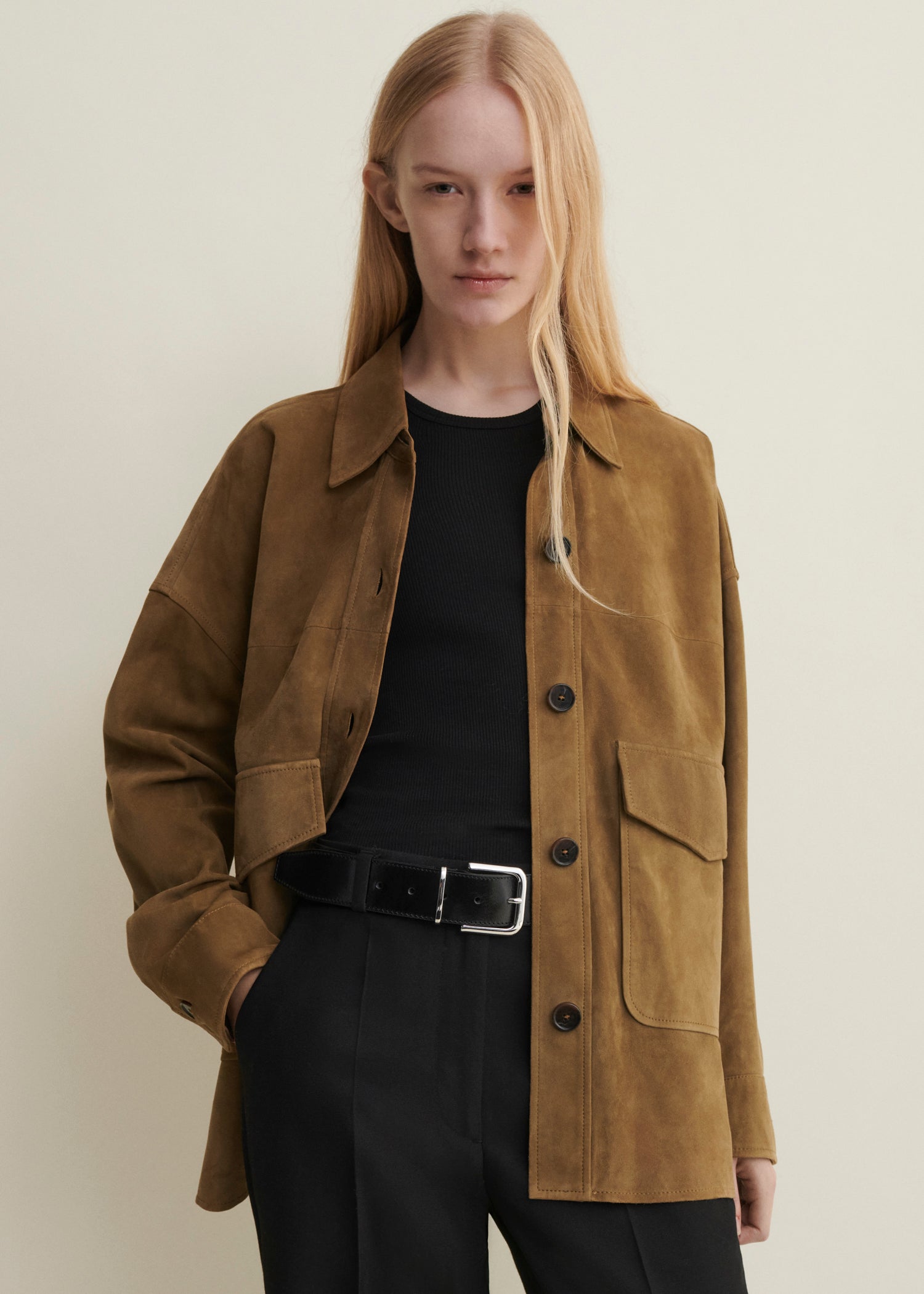 KAYLEE | Suede Overshirt | Olive