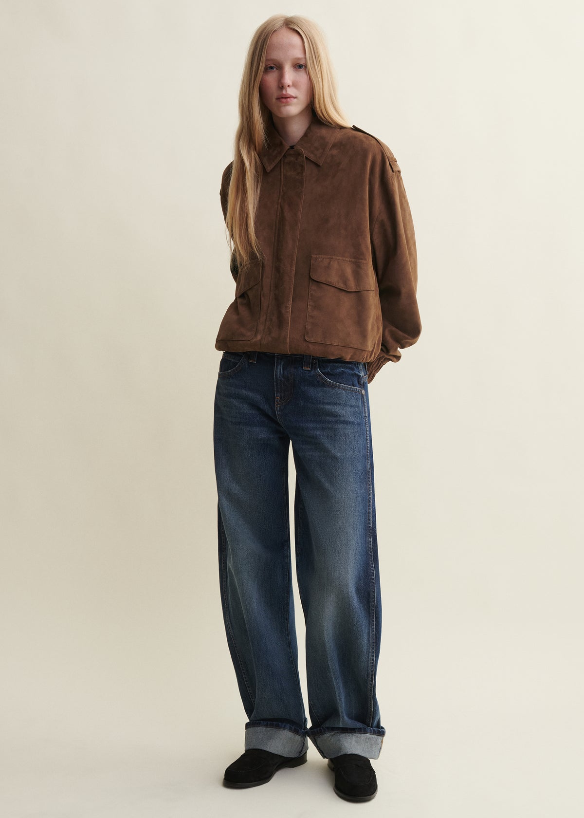 HALTI | Suede Bomber Jacket | SADDLE