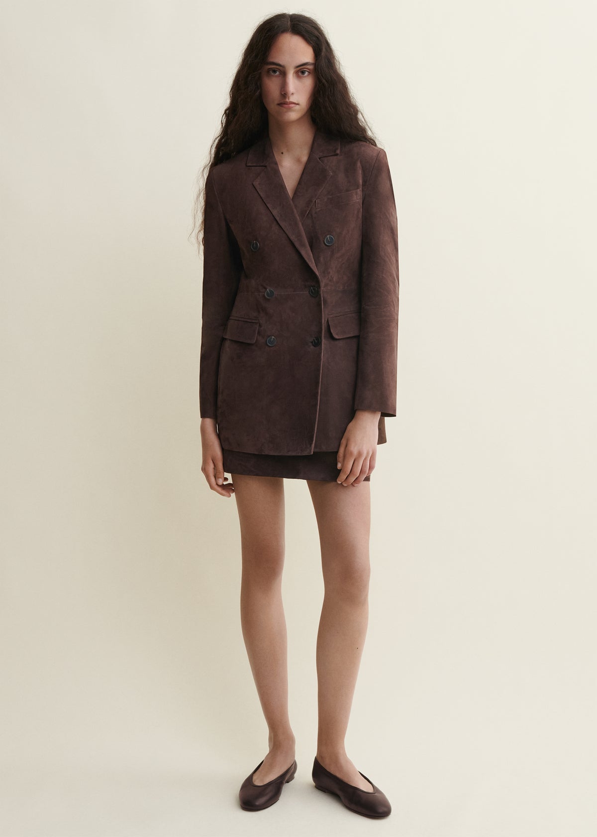 Safia | Suede Blazer | Mud Brown