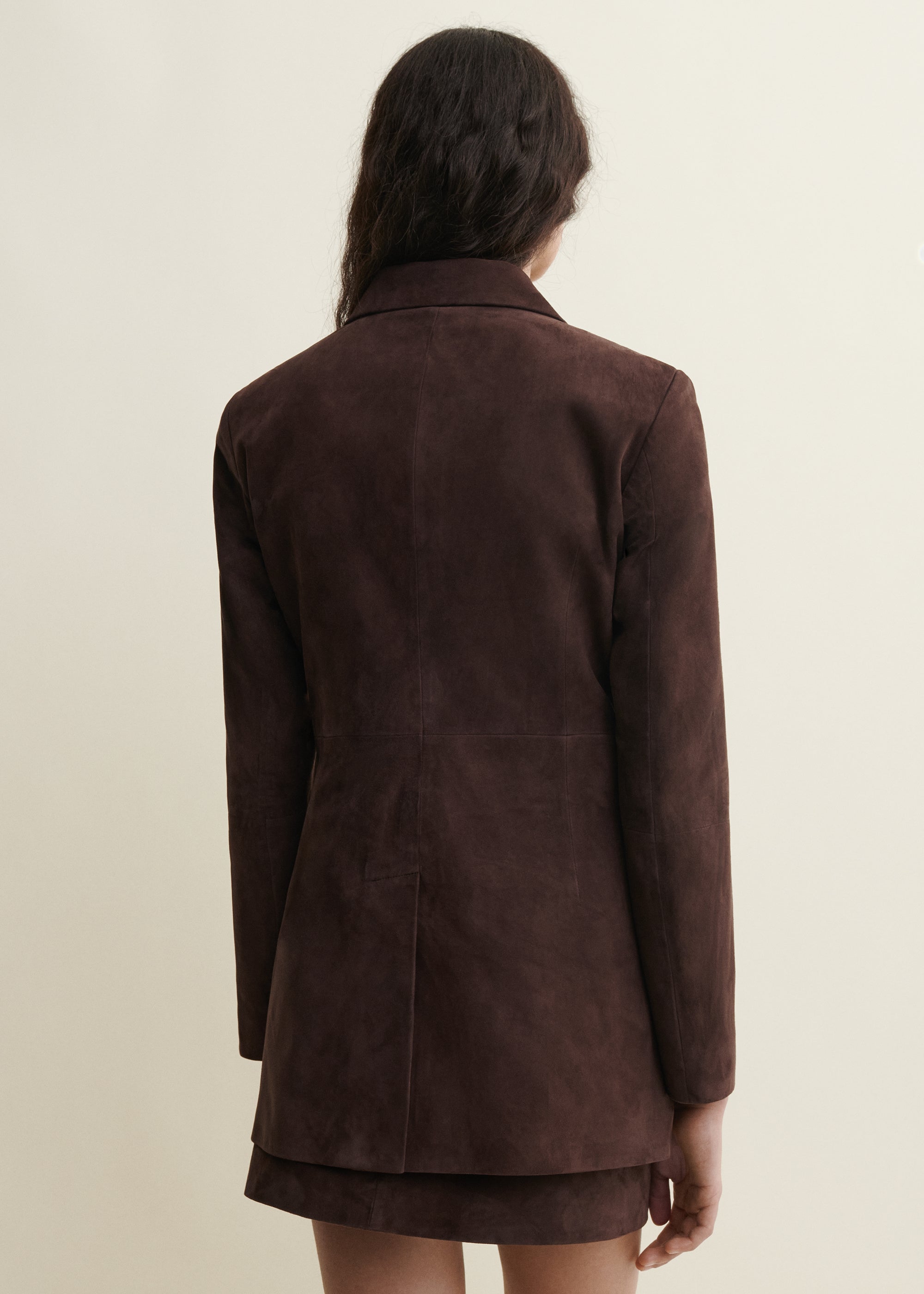 SAFIA | Suede Blazer | Mud Brown