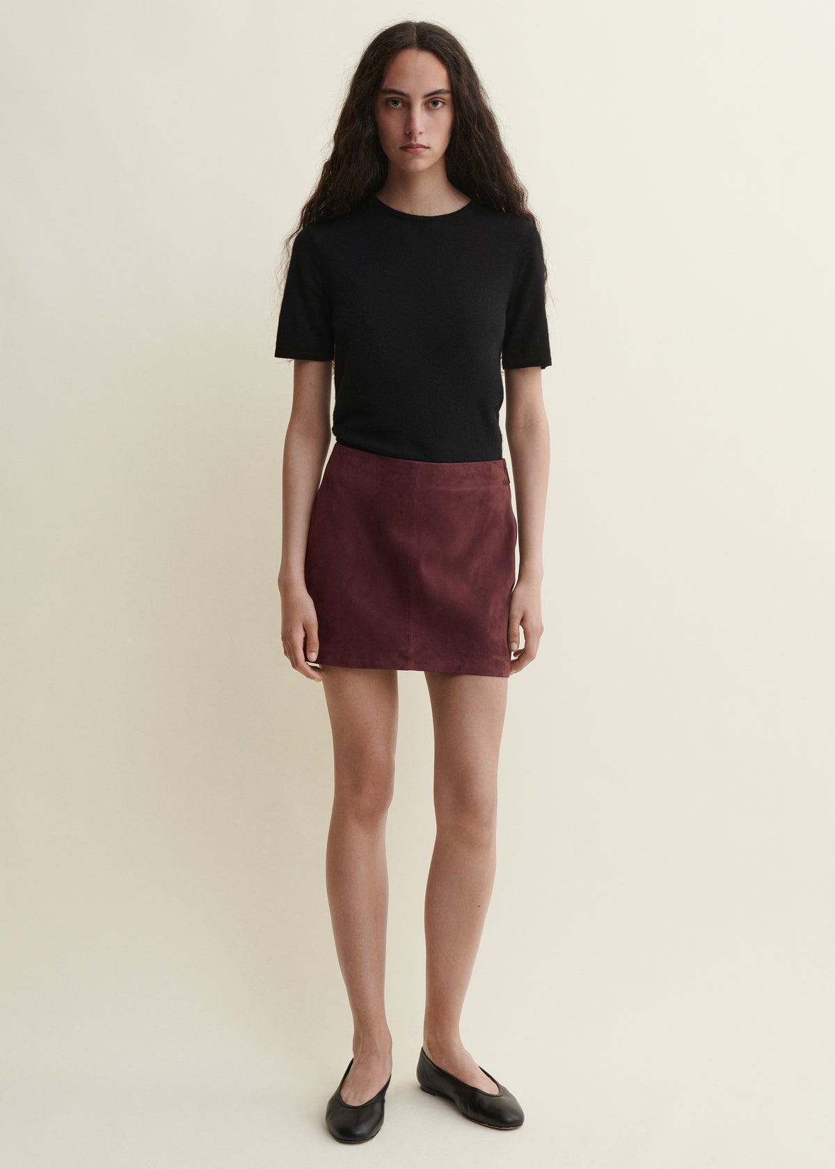 Arma Ladies Melody Suede Mini Skirt in Mahogany