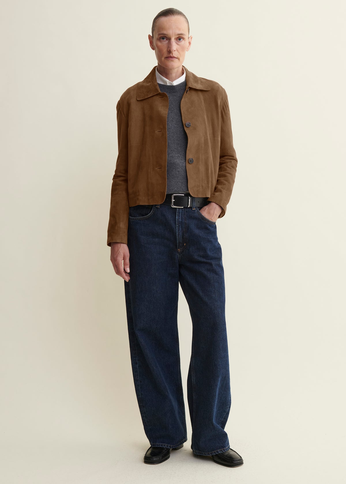 Emy | Suede Classic Jacket | Saddle