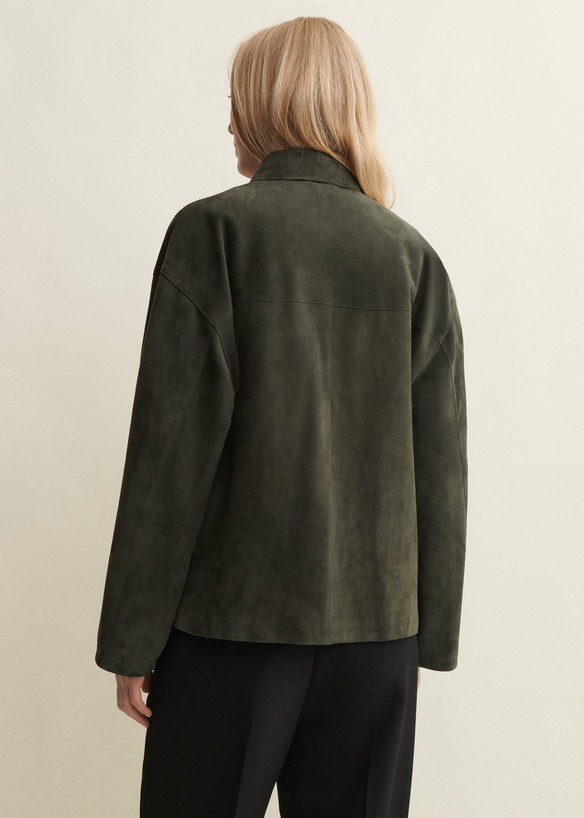 FENNA | Suede Overshirt | Dark Green