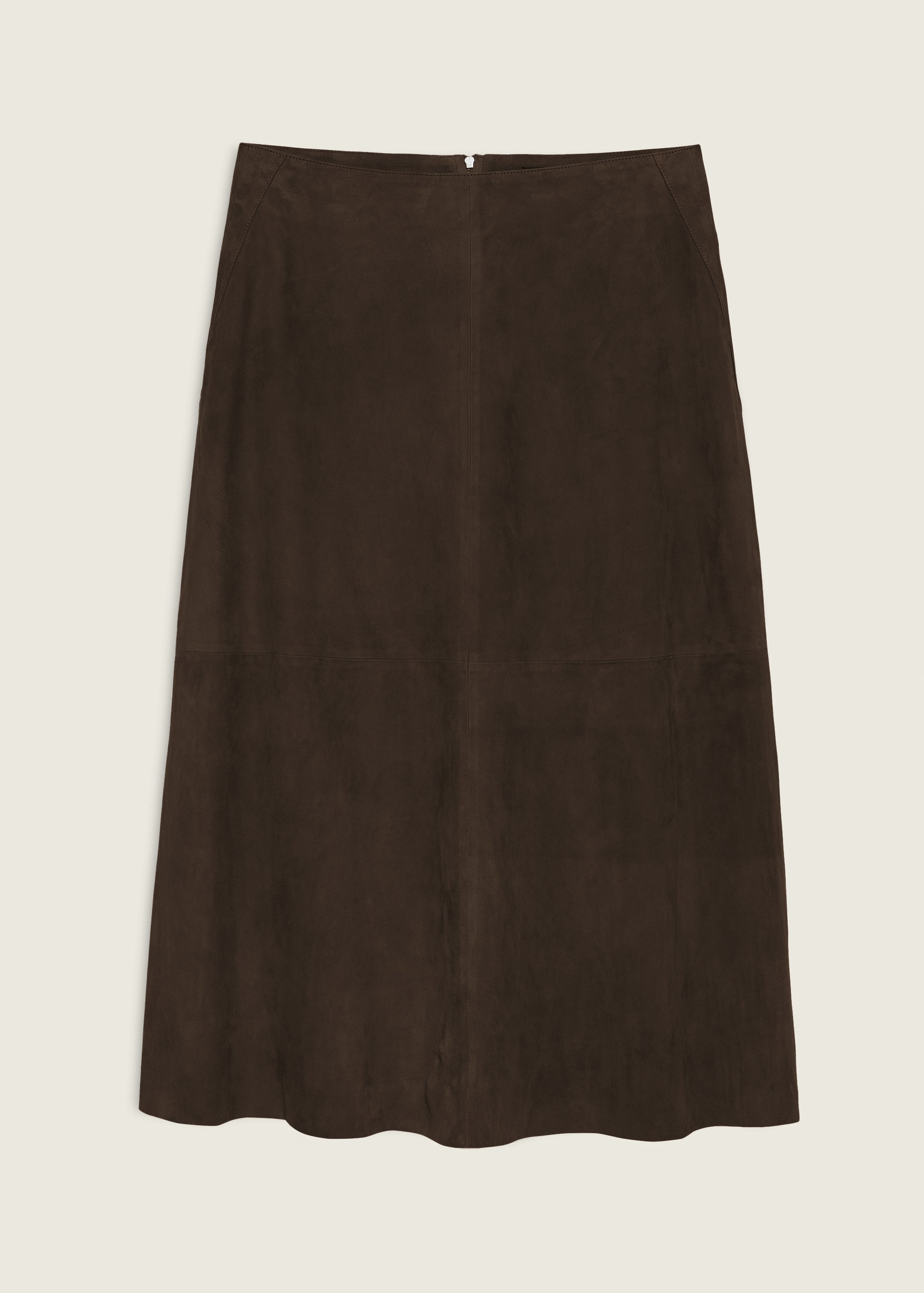 MELITA | Suede A-line Skirt | MUD BROWN