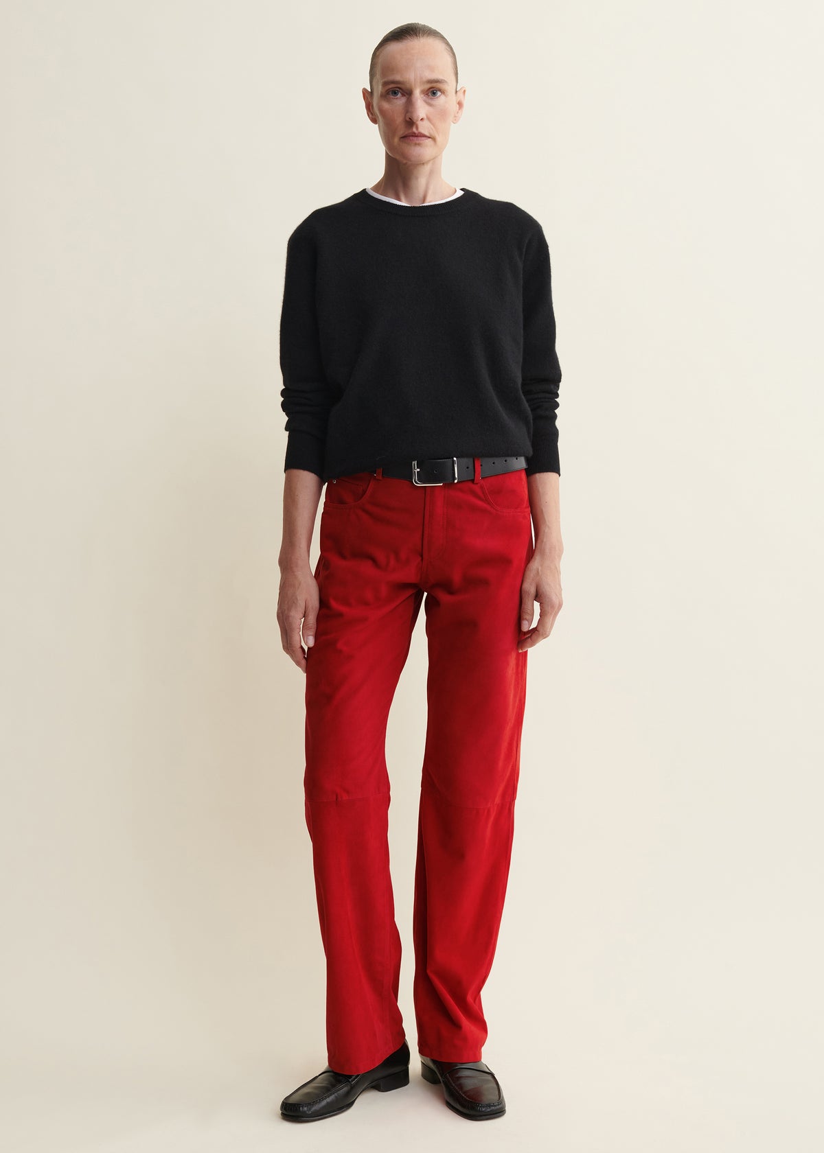 JEAN | Suede Five Pocket Trousers | Flame