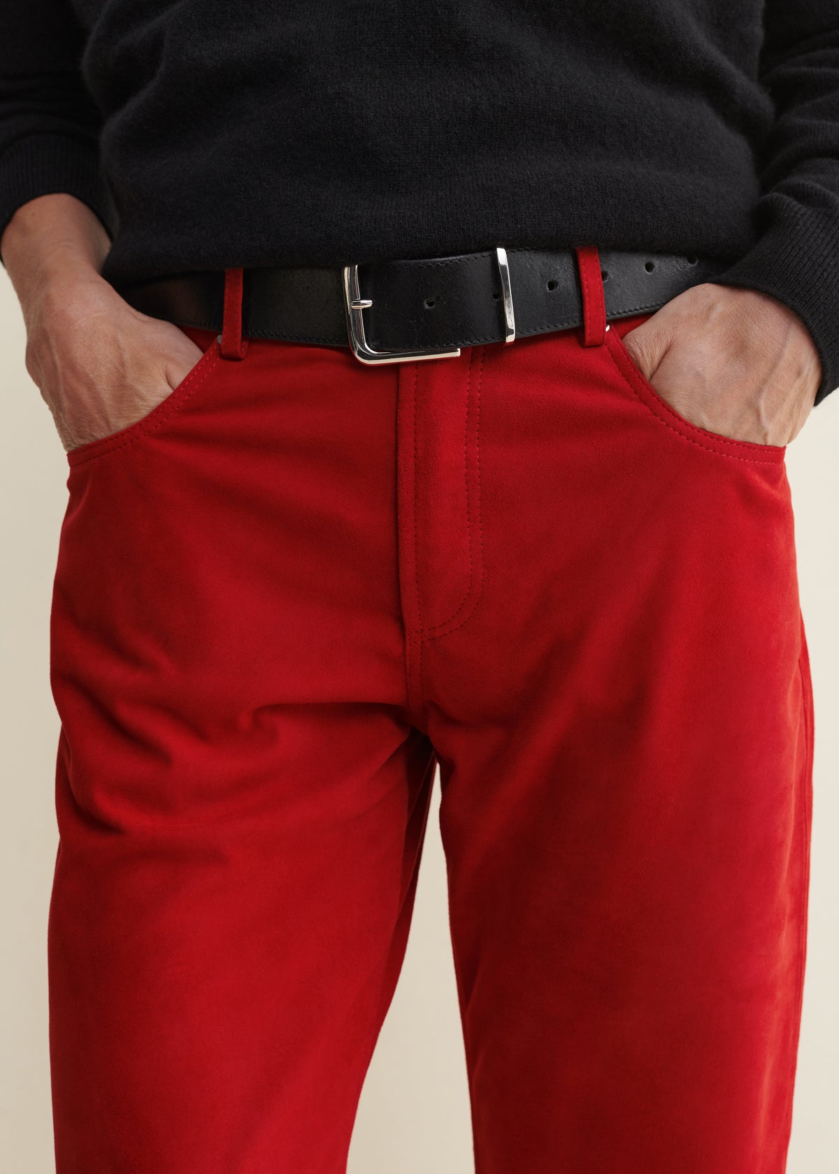 JEAN | Suede Five Pocket Trousers | Flame