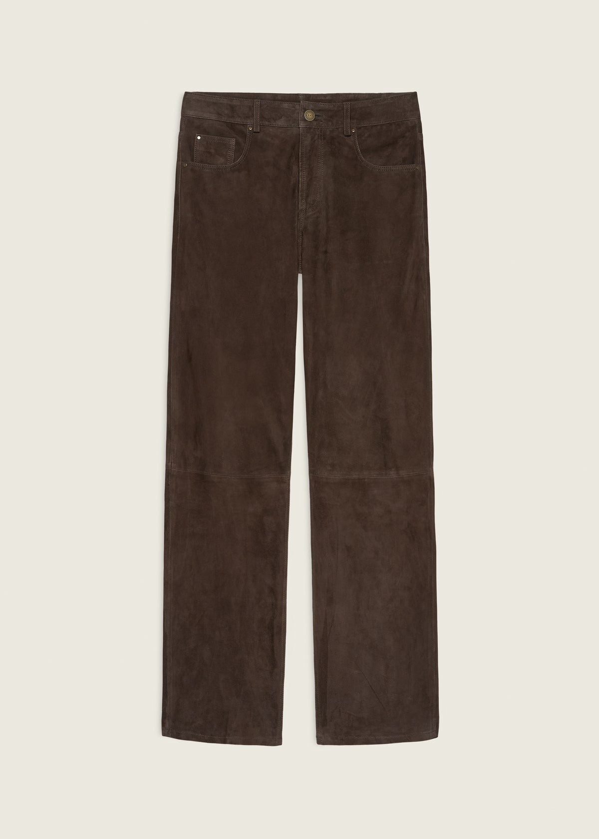 JEAN | Suede Five Pocket Trousers | Mud Brown