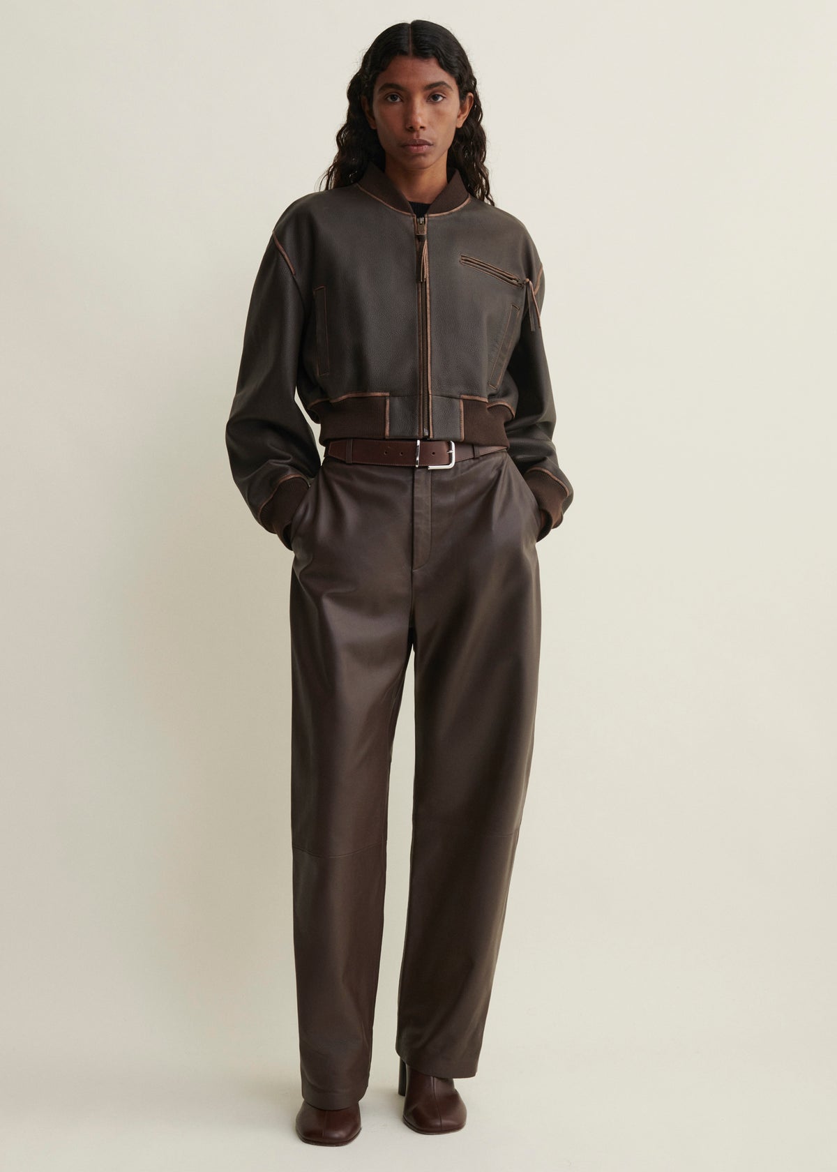 Elettra Vintage Leather Jacket Mud
