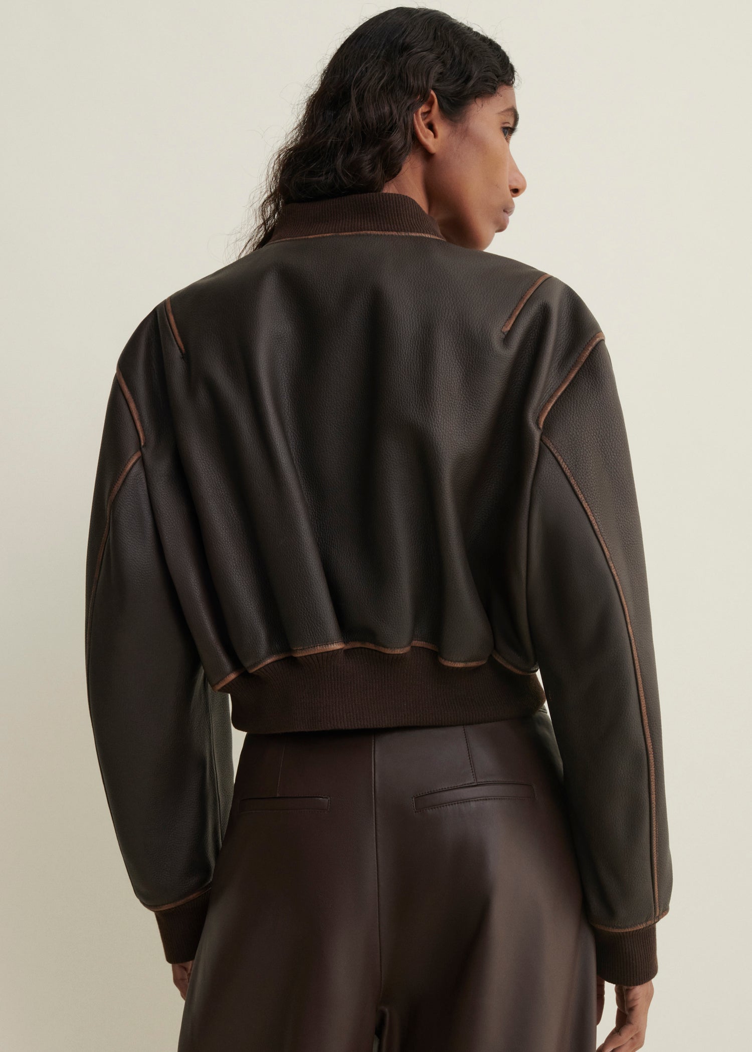 ELETTRA | Gekürzte Vintage-Lederjacke | Mud Brown