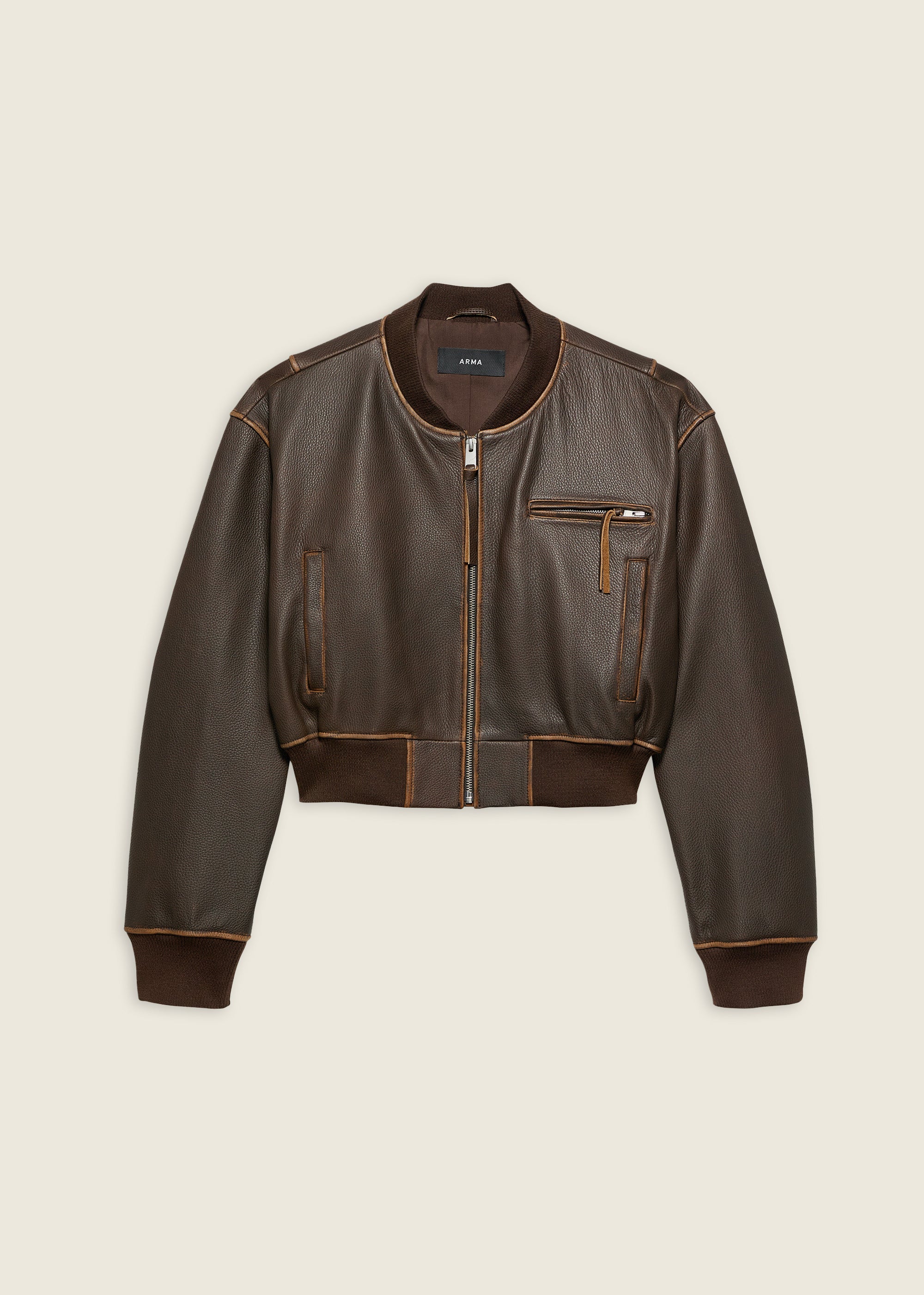 ELETTRA | Gekürzte Vintage-Lederjacke | Mud Brown