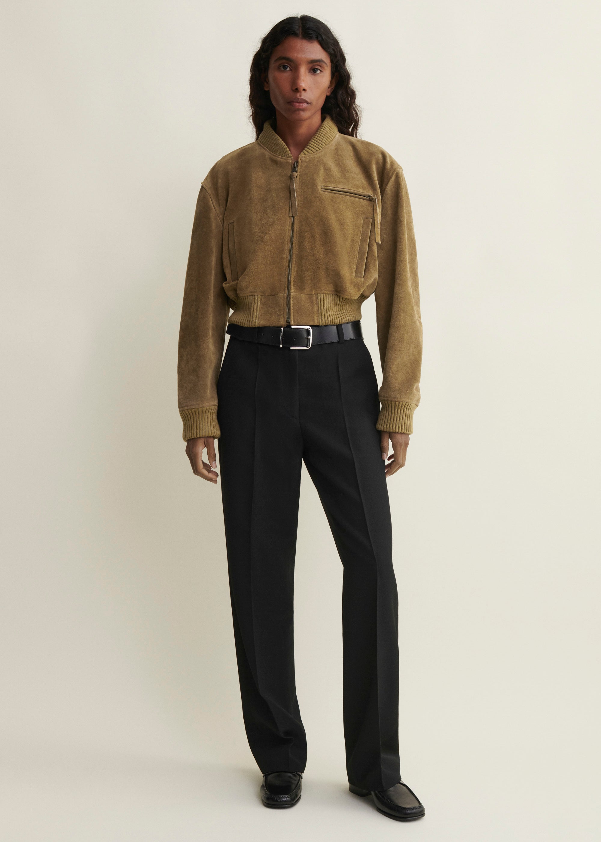 ELETTRA | Gritty Suede Jacket | Olive