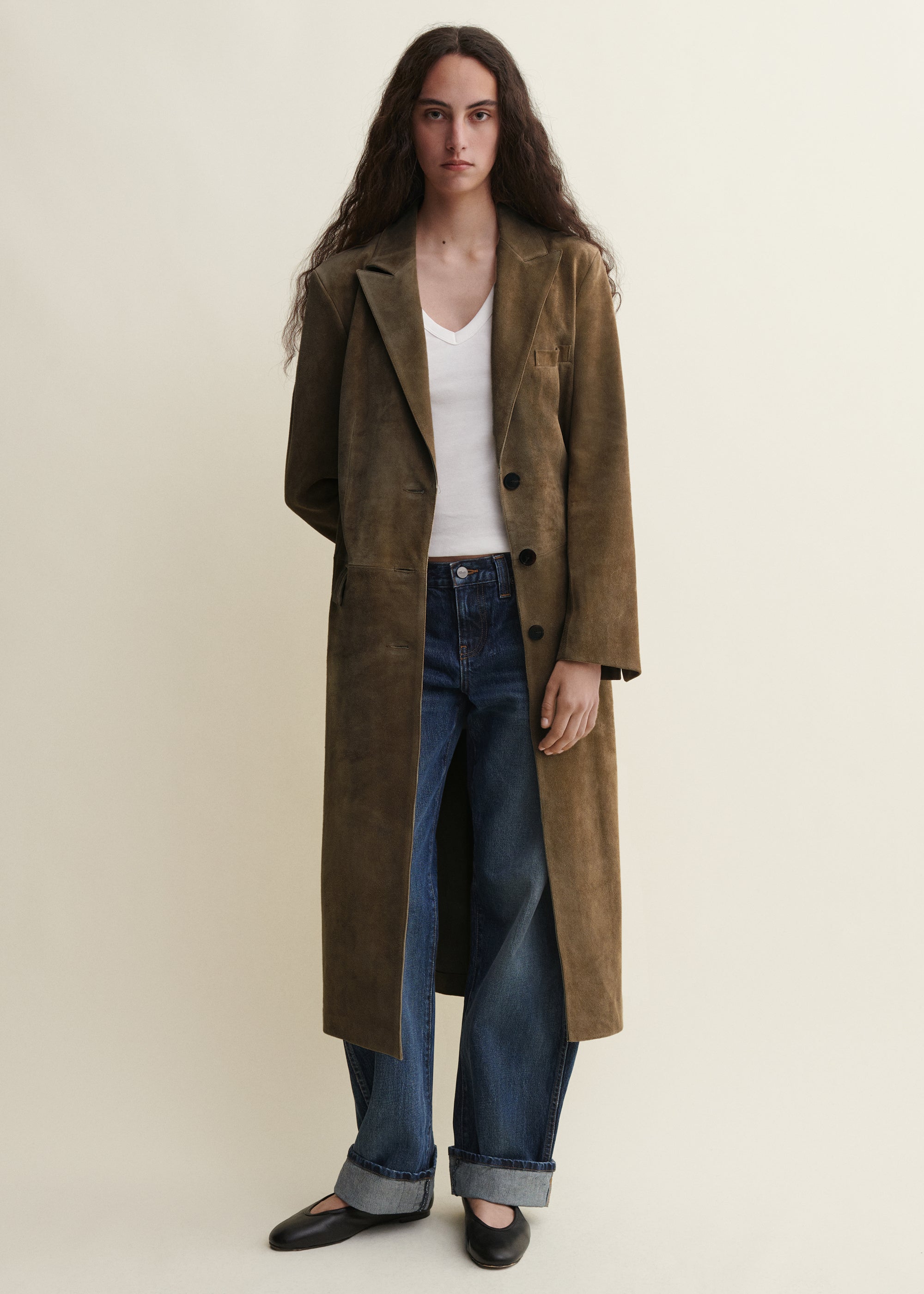 ALISSA | Gritty Wildleder Mantel | Earth Green