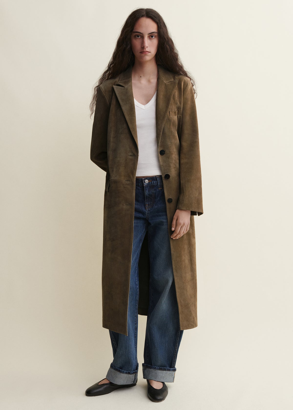 Alissa | Gritty Wildleder Mantel | Earth Green