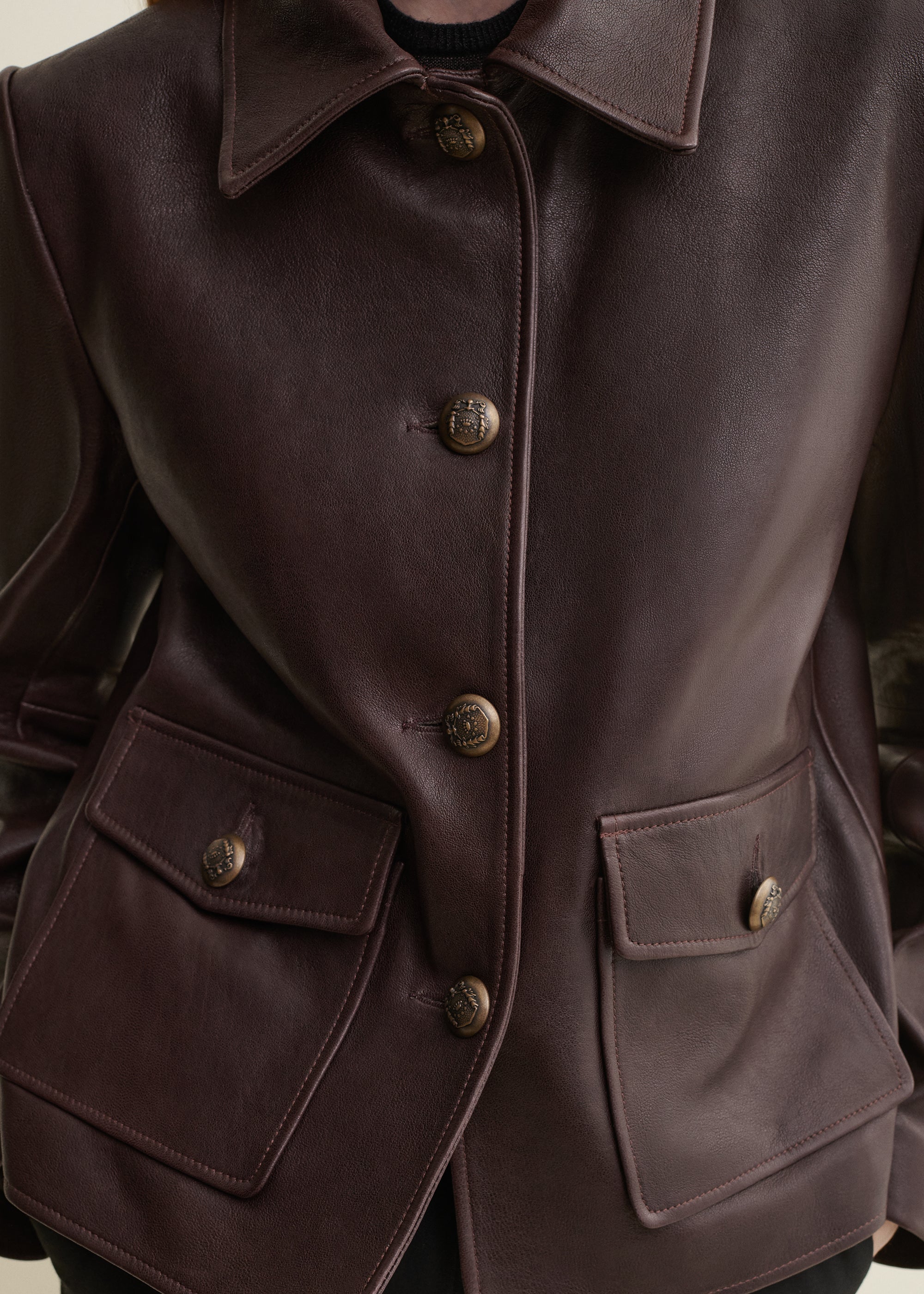 NELA | Leather Jacket | COFFEE BEAN