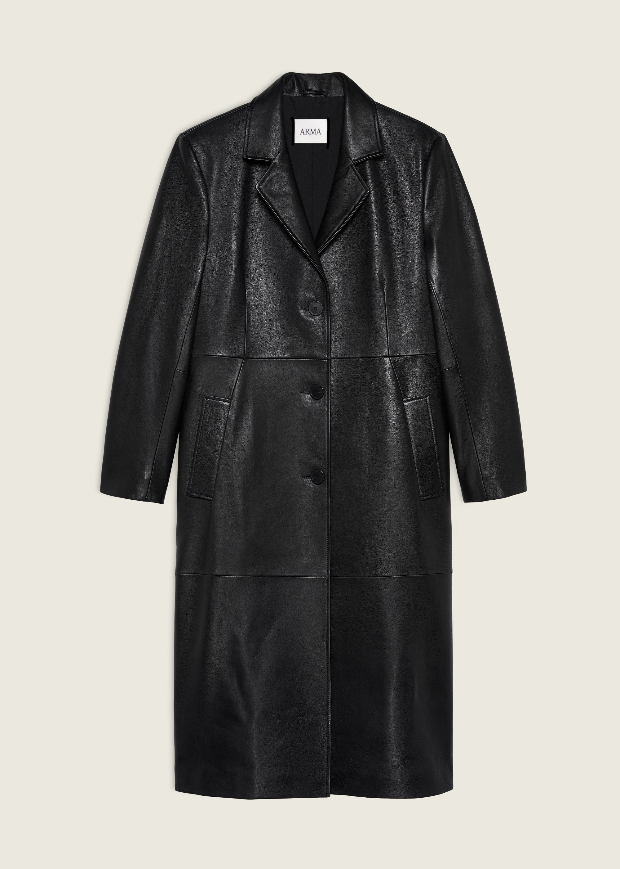 AISA | Leather Coat | Black