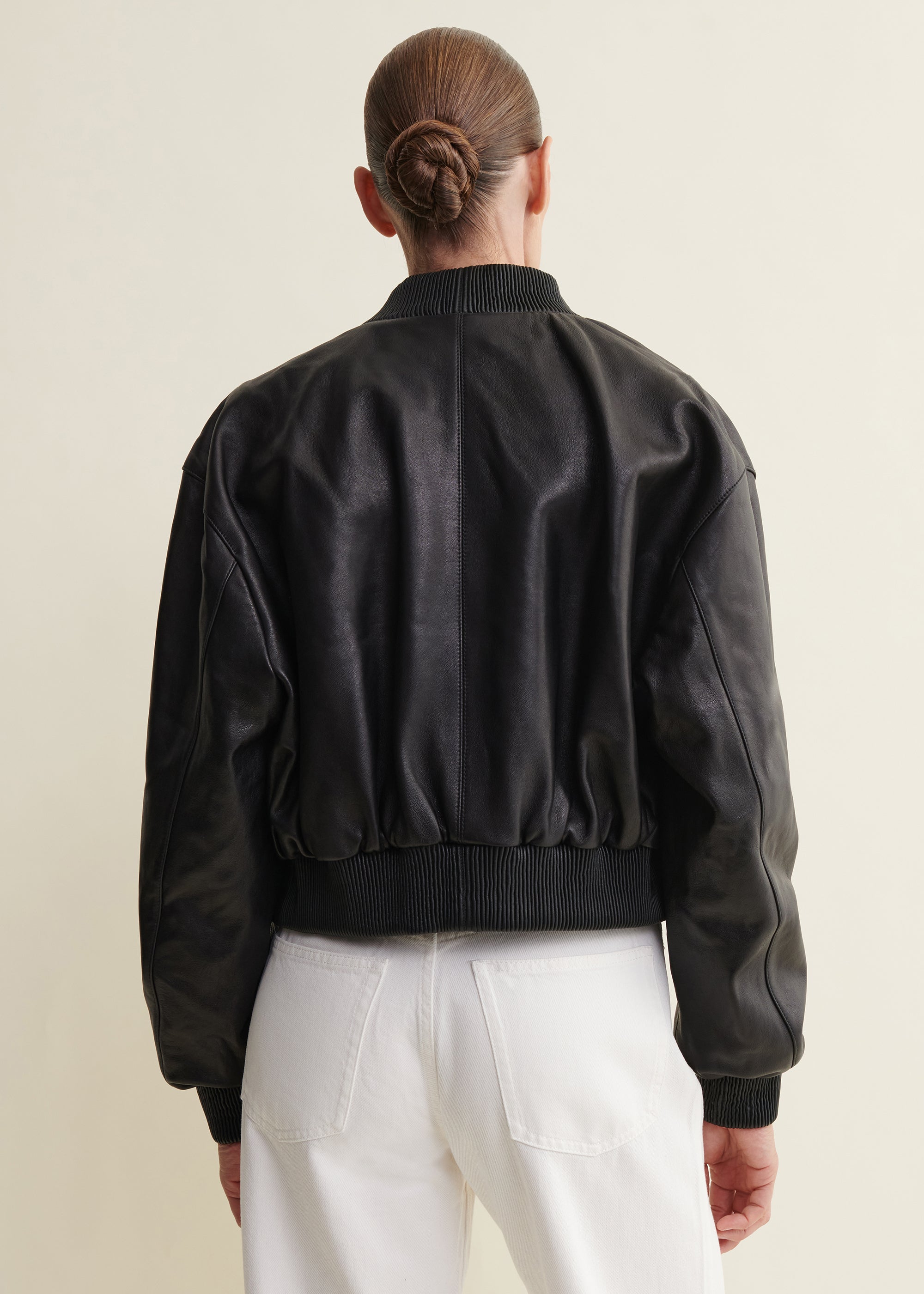 HANNAN | Leder Bomberjacke | Black