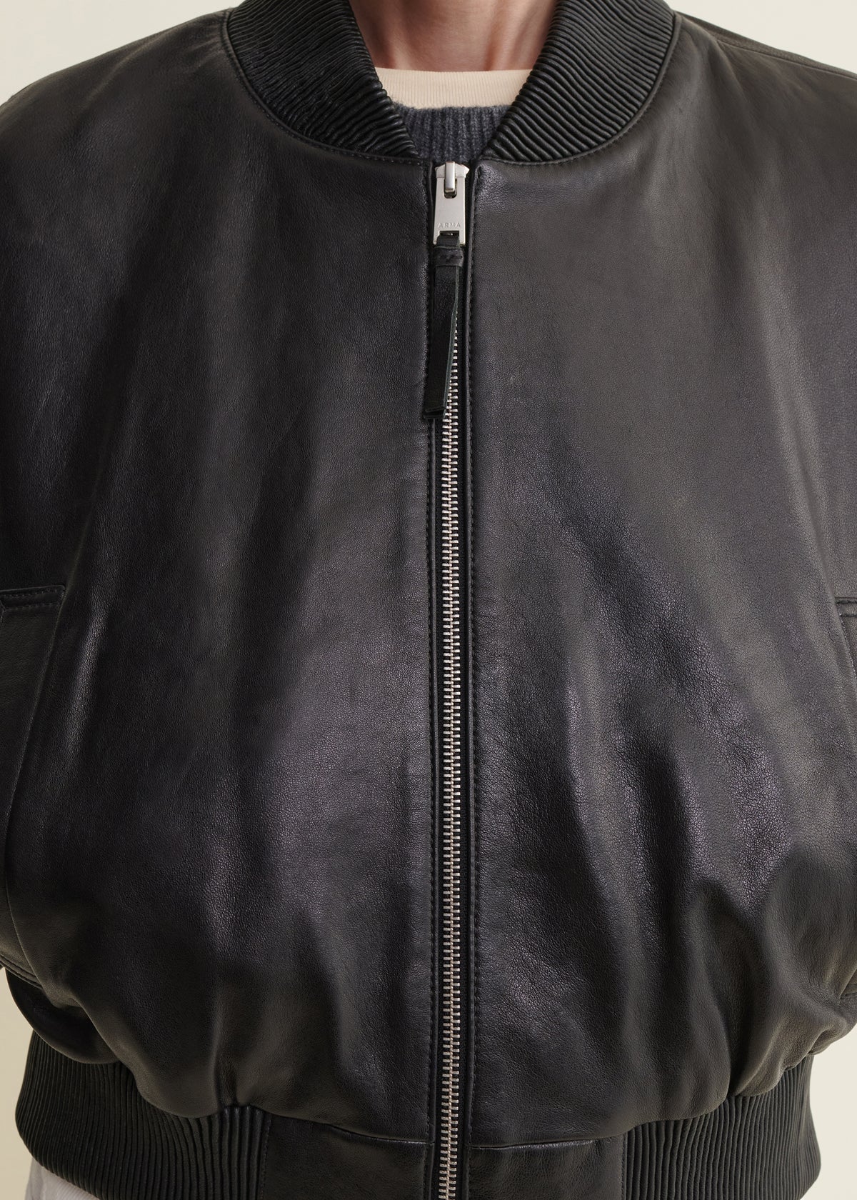 HANNAN | Leder Bomberjacke | Black