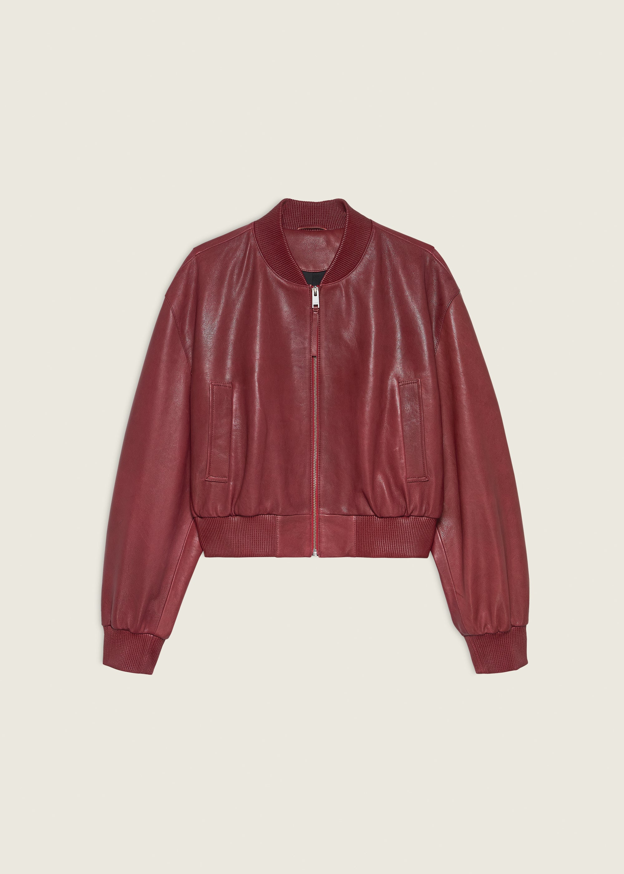 HANNAN | Leather Bomber jacket | SAFFRAN RED
