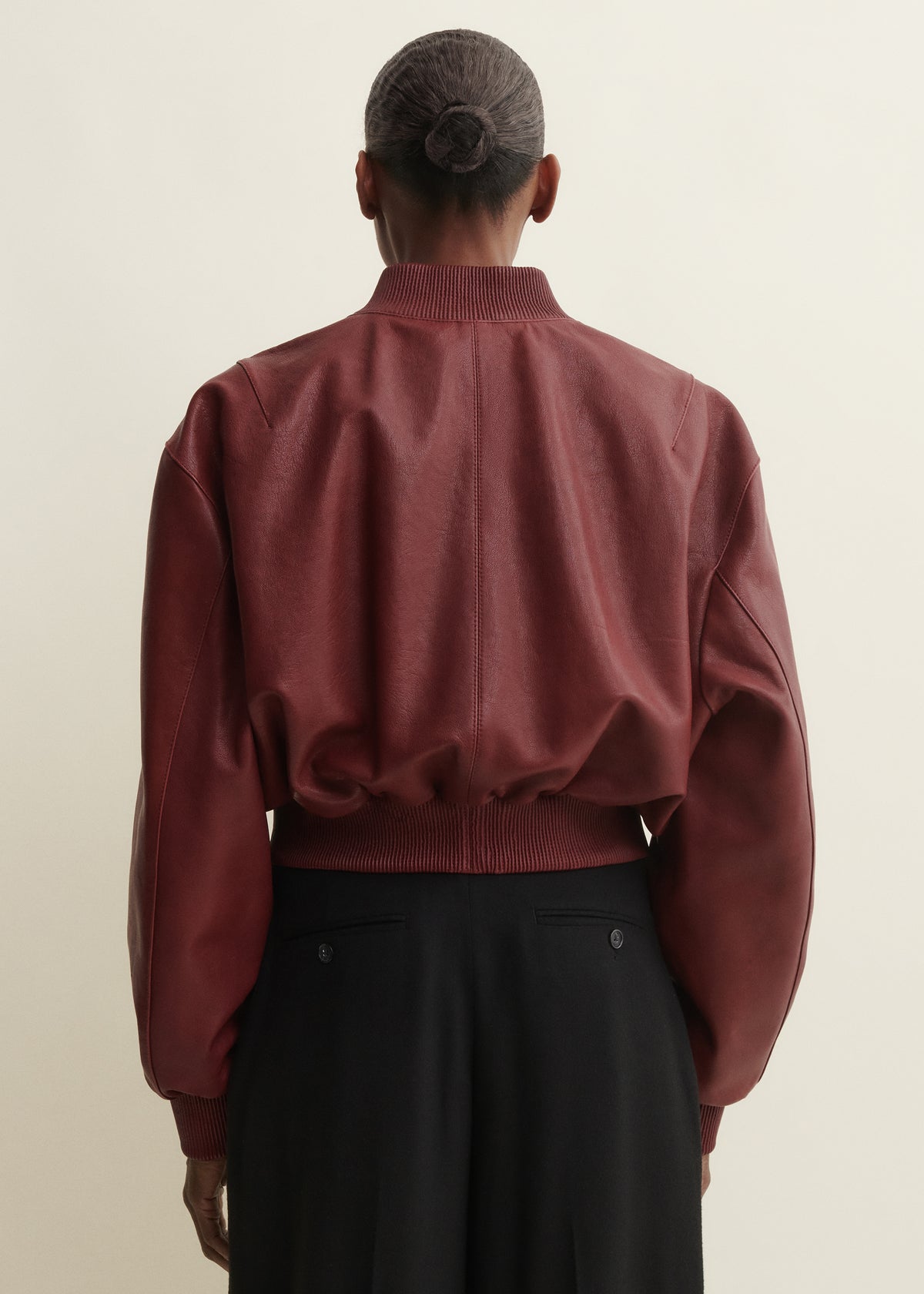 Hannan | Leather Bomber Jacket | Saffran Red