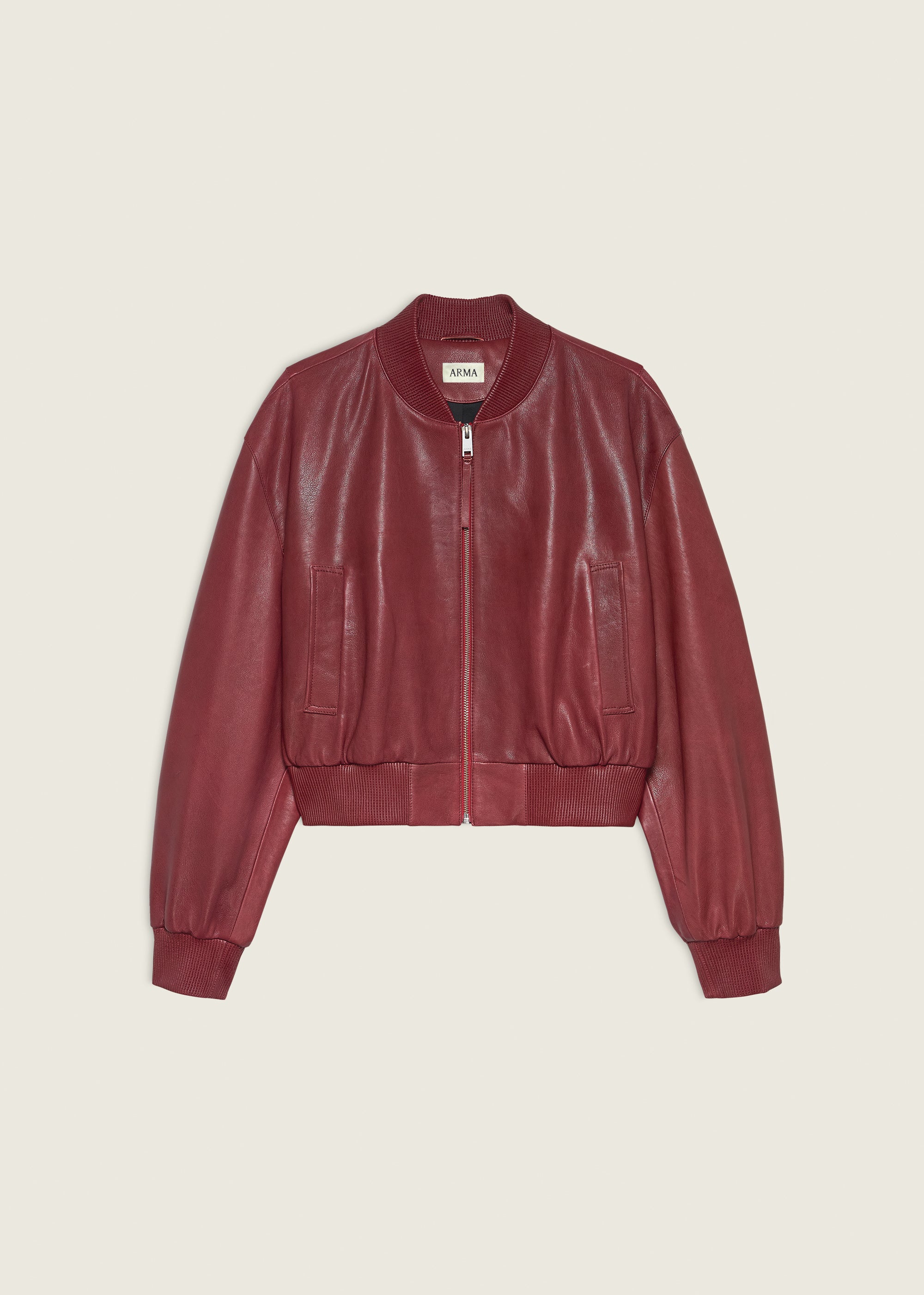 HANNAN | Leather Bomber Jacket | SAFFRAN RED