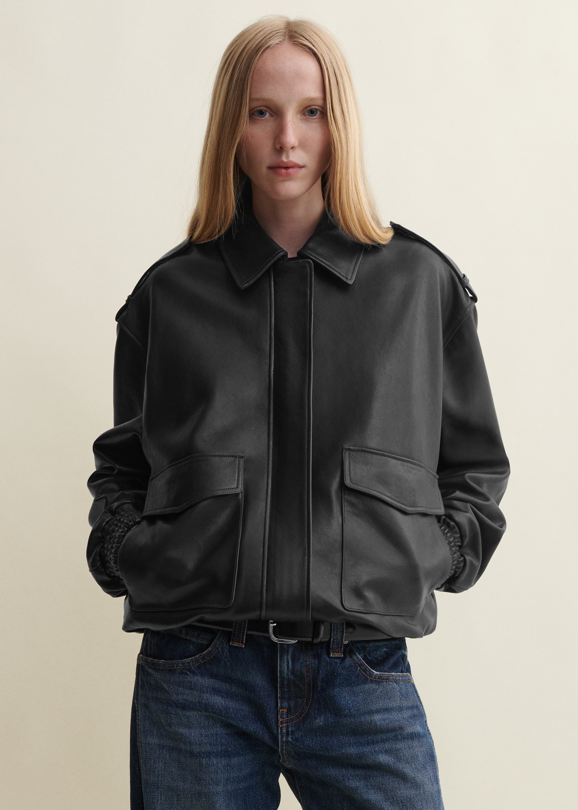 ASTRA | Leather Bomber Jacket | Black