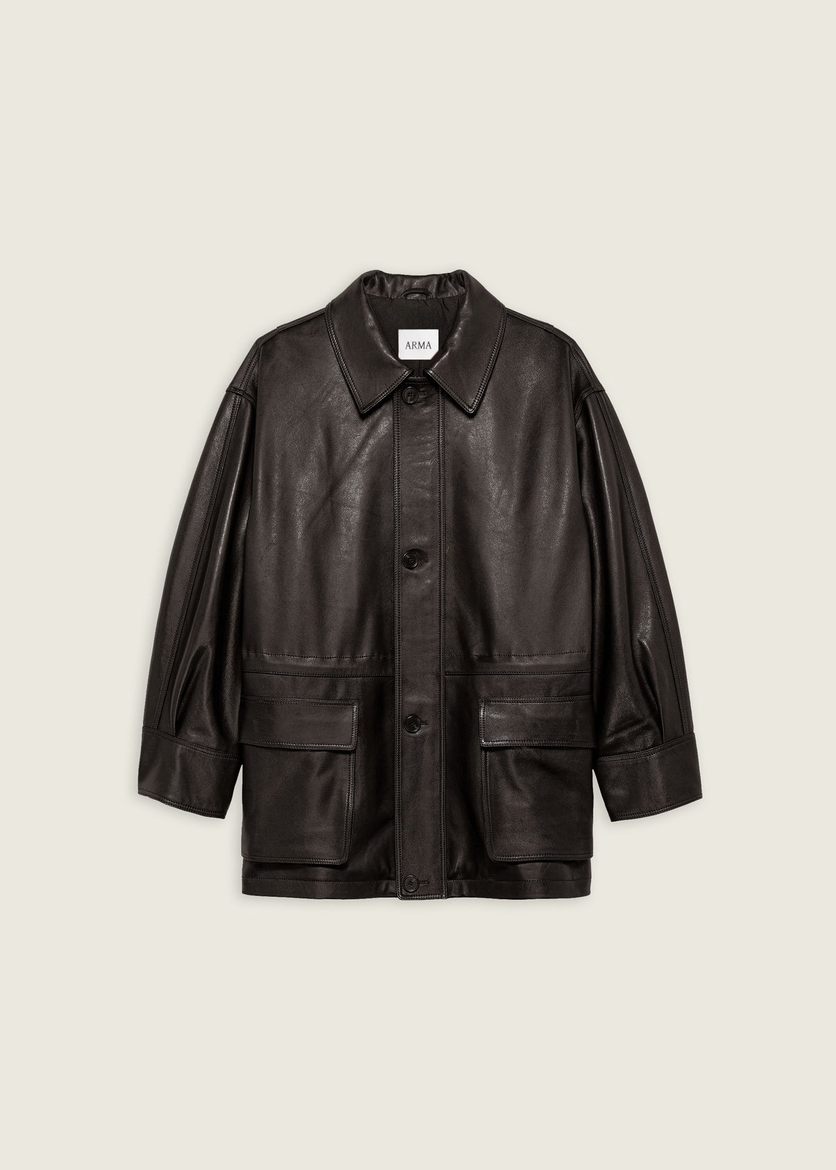 Maeve | Leather Field Jacket | Coffee Bean