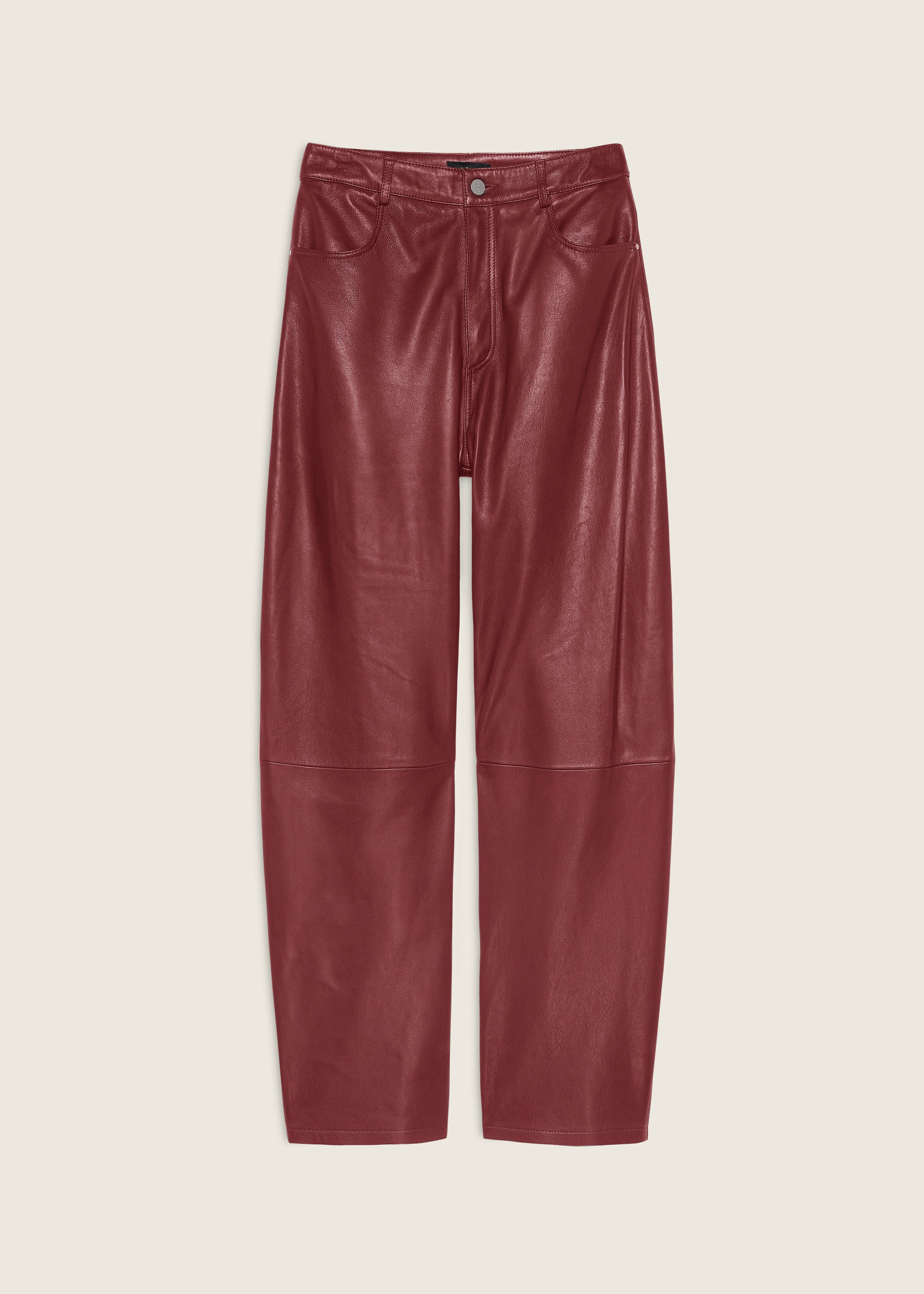 ECE | Leather Barrel Trousers | SAFFRAN RED