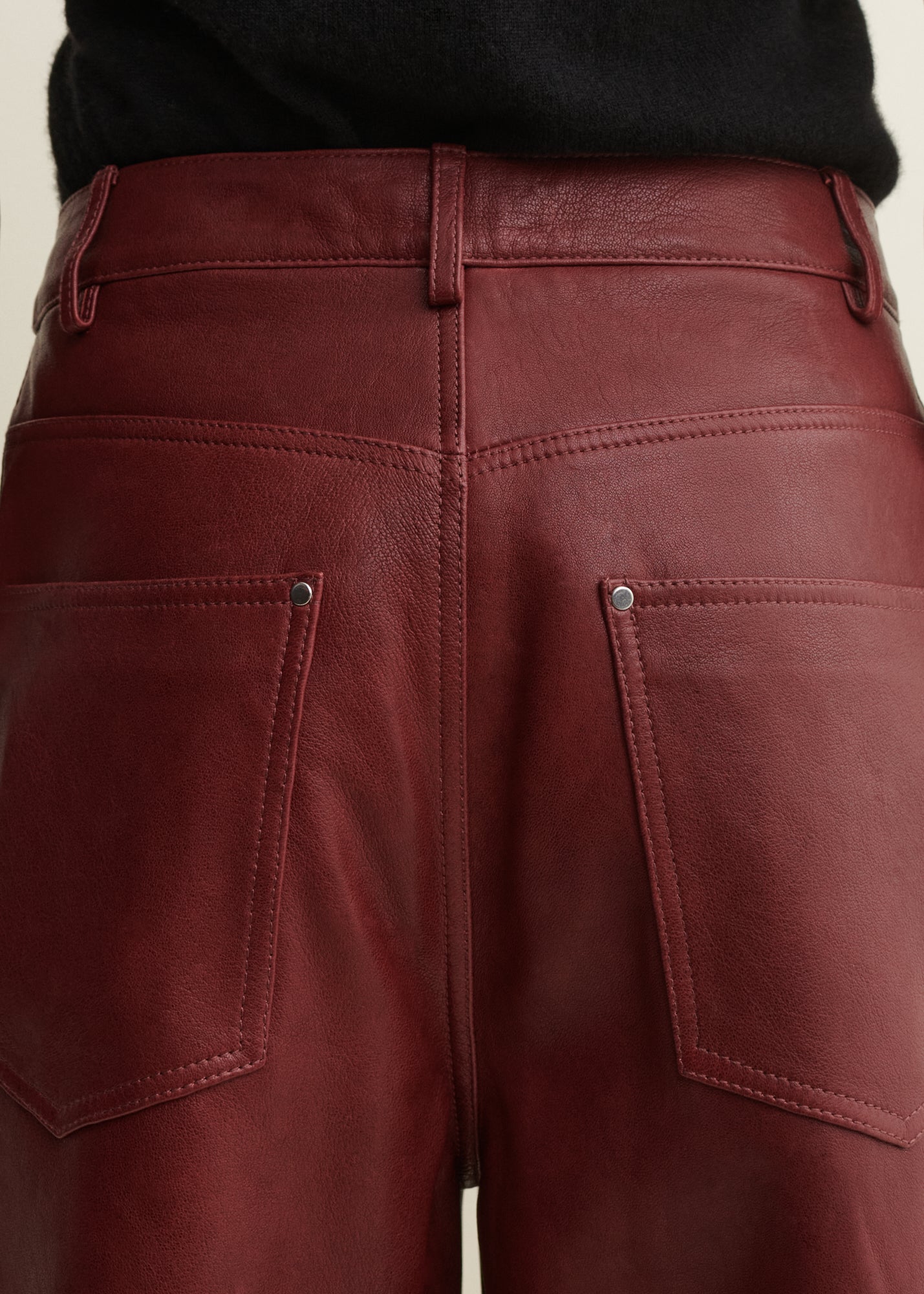 ECE | Leather Barrel Trousers | SAFFRAN RED