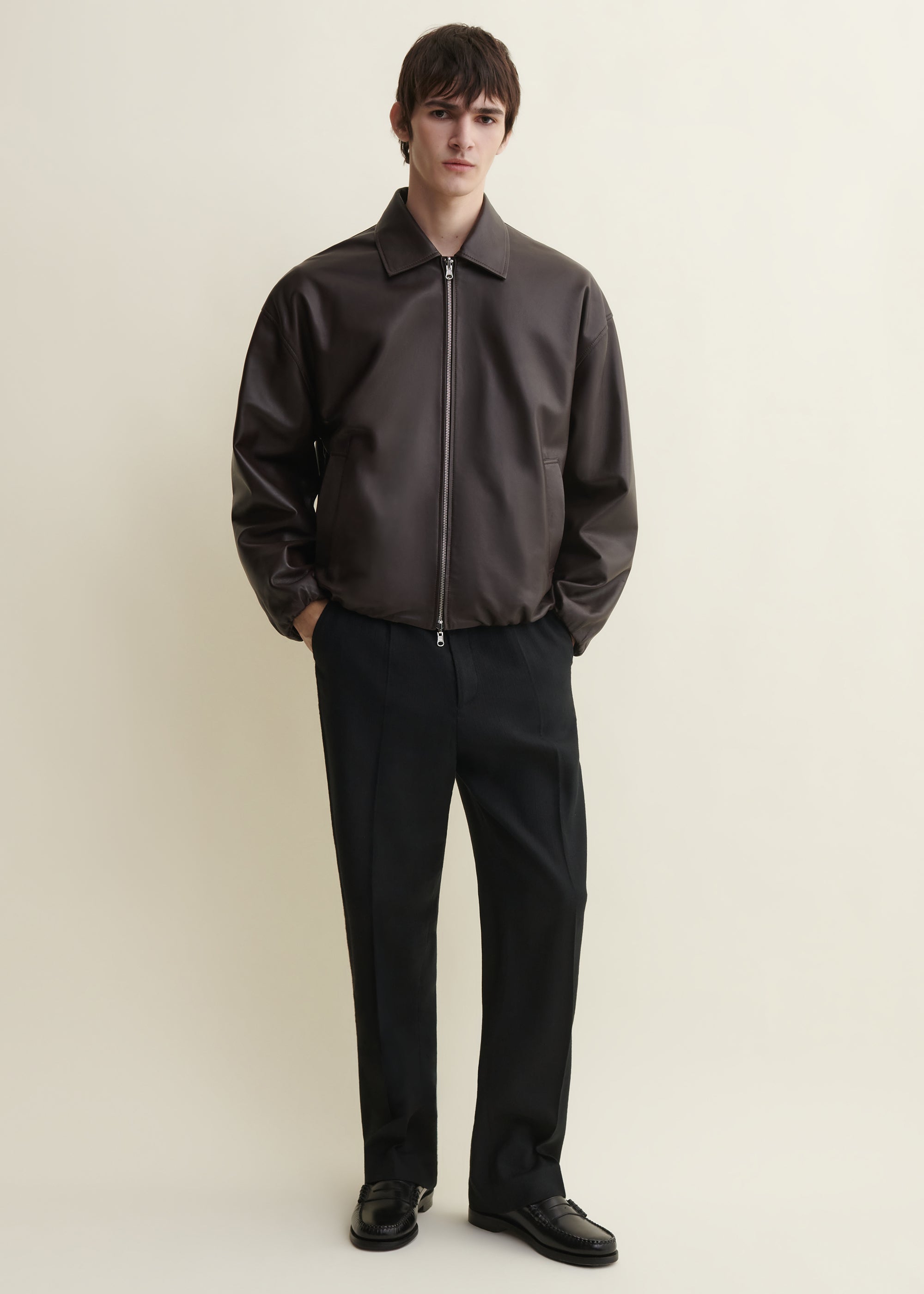 BACKETT | Leather bomber jacket | Coffee Bean