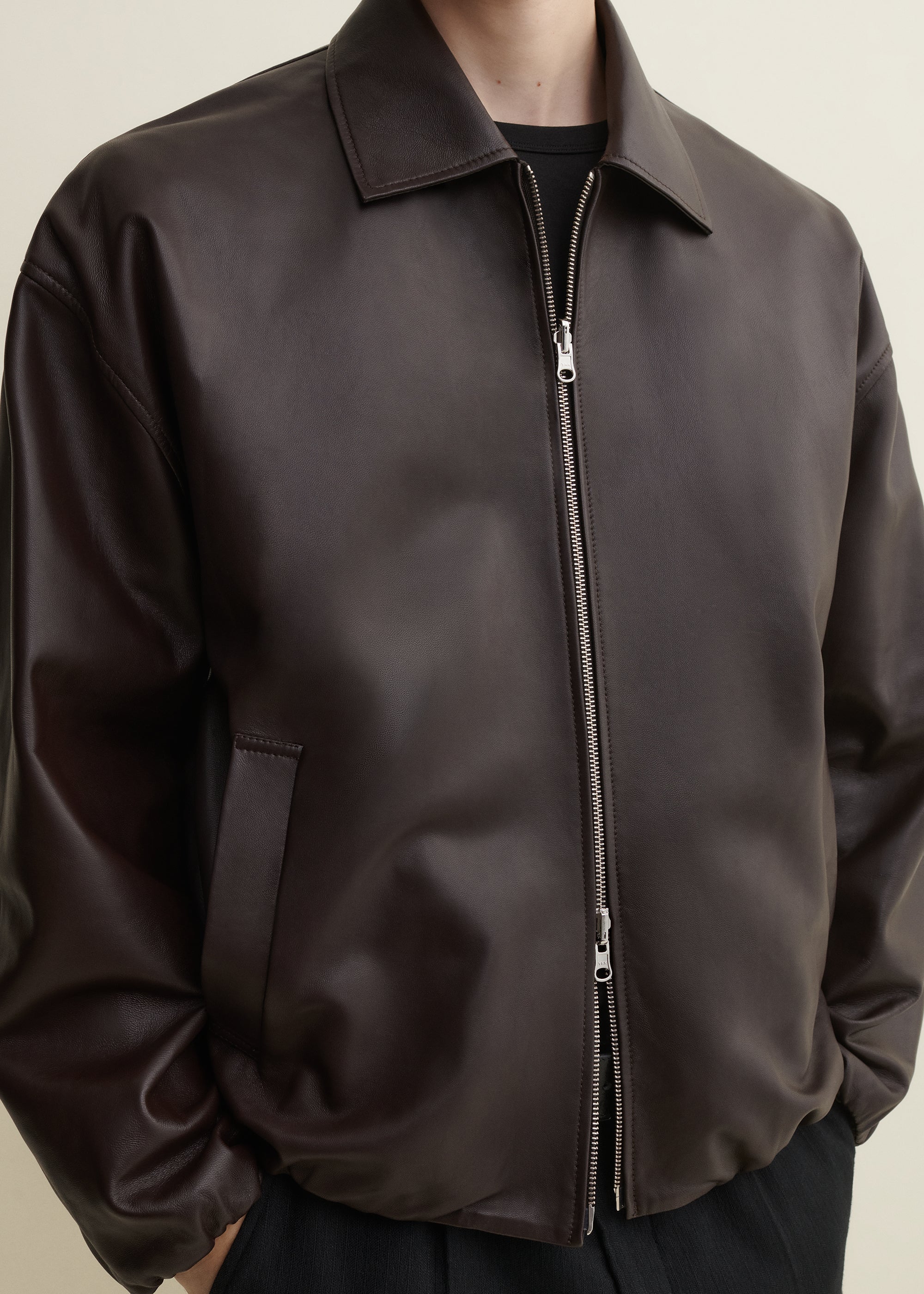 BACKETT | Leather bomber jacket | Coffee Bean