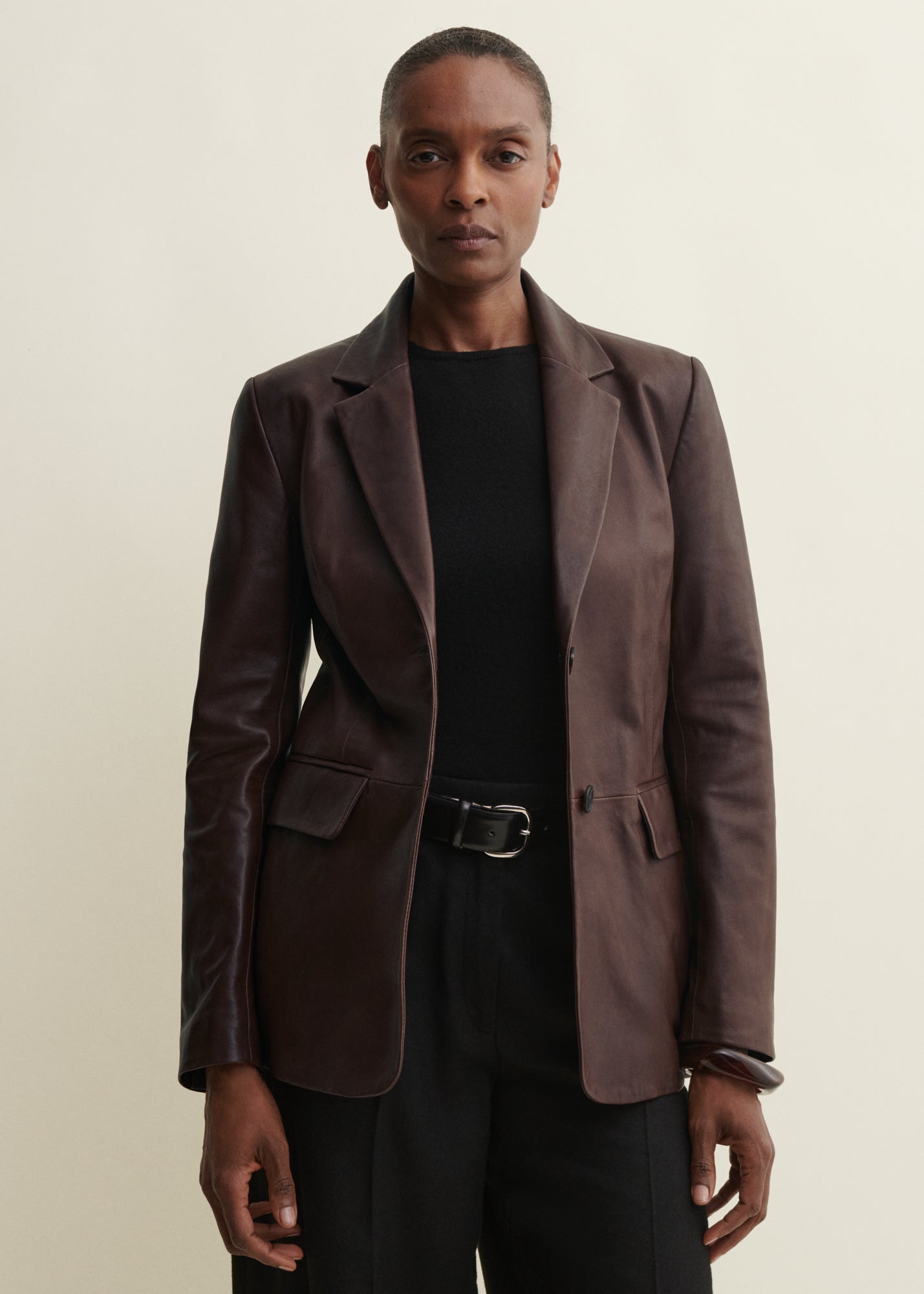 SEMA | Leather Blazer | Mud Brown