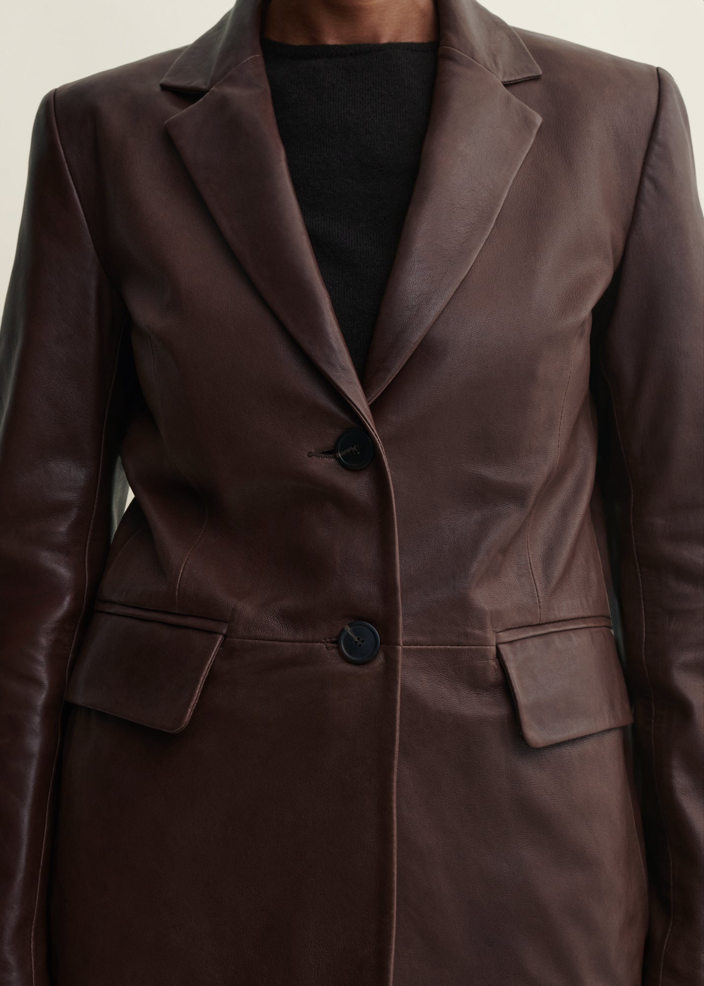 SEMA | Leather Blazer | Mud Brown