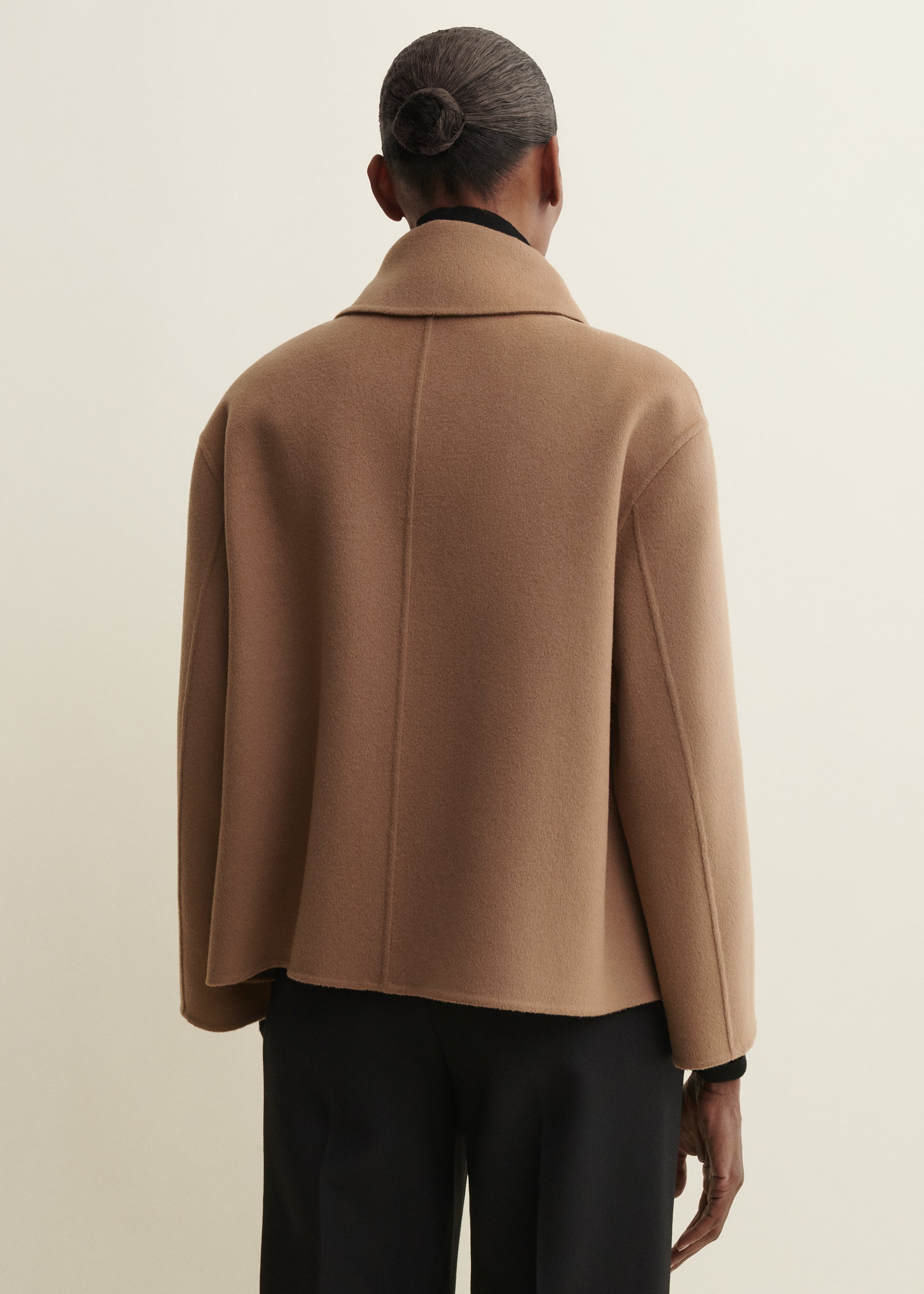 MANILA | Cropped A-line Wool Jacket | Dark Beige