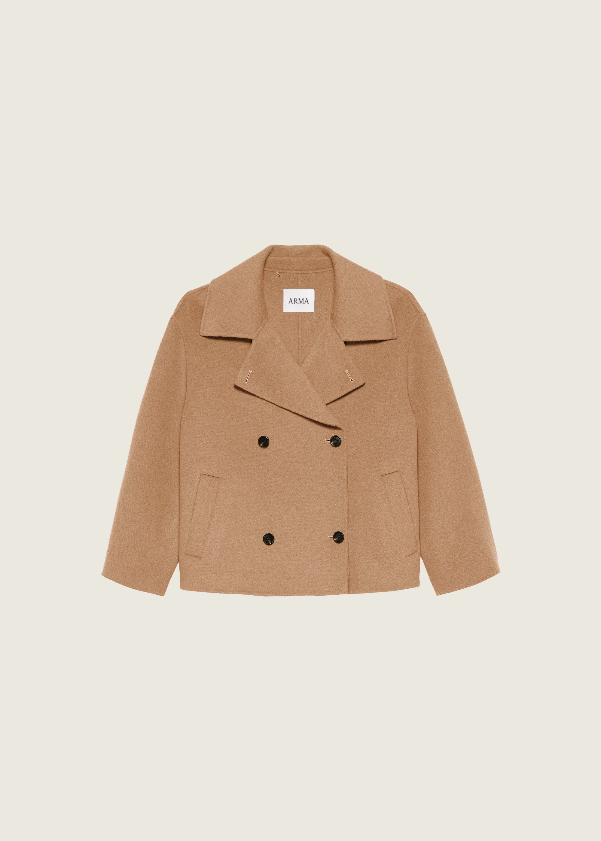 MANILA | Cropped A-line Wool Jacket | Dark Beige