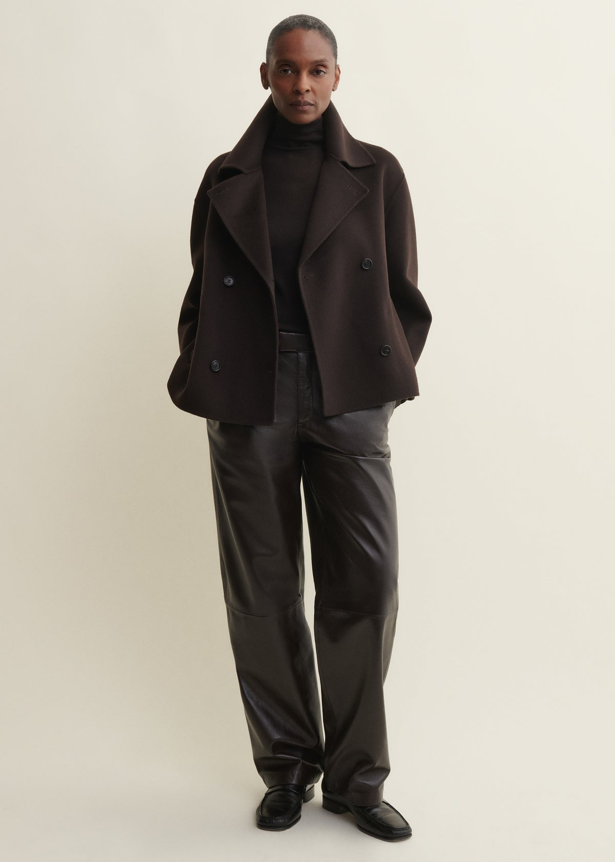MANILA | Cropped A-line Wool Jacket | Umber